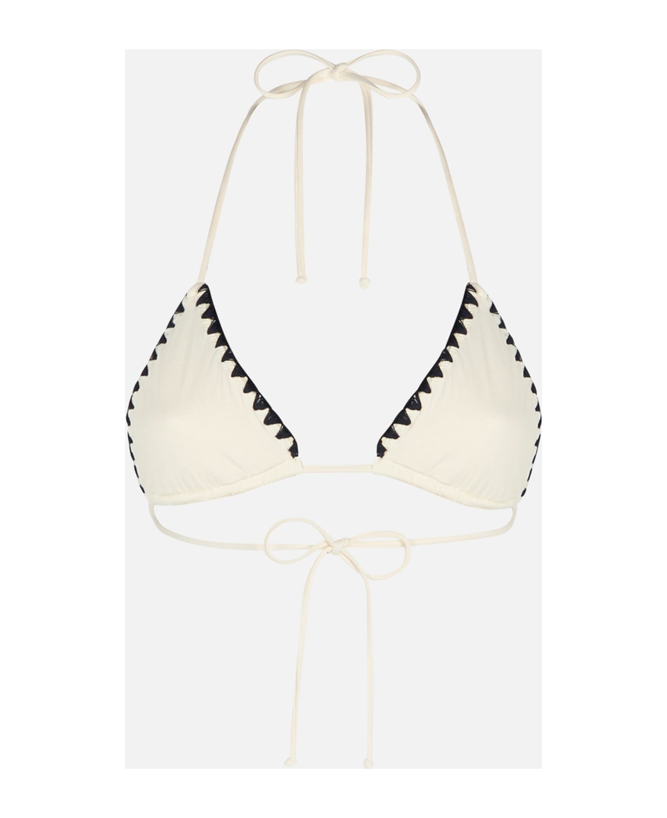 MC2 Saint Barth Woman Crochet Triangle Top Swimsuit Leah - WHITE