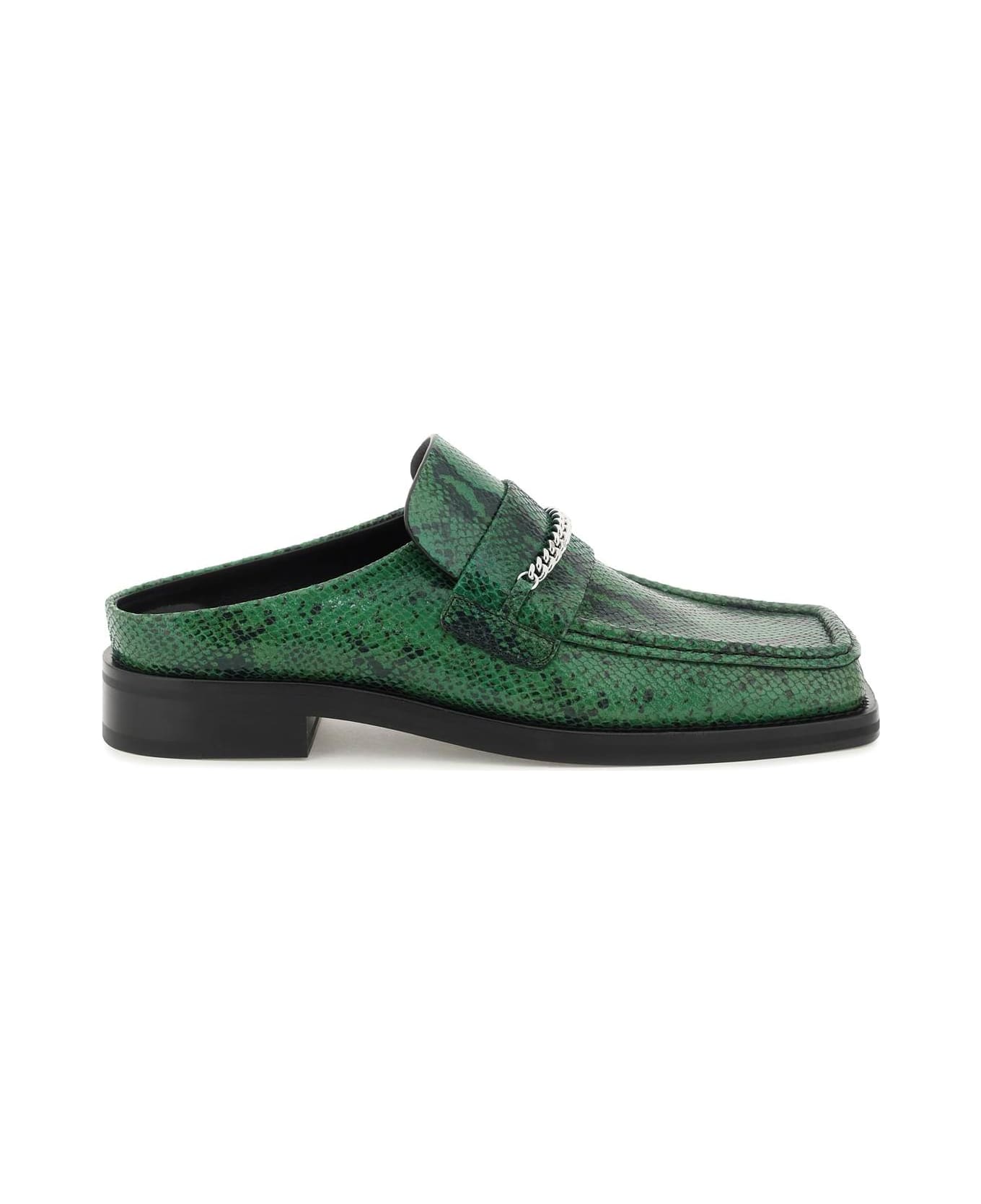 Martine Rose Piton-embossed Leather Loafers Mules - GREEN (Green)