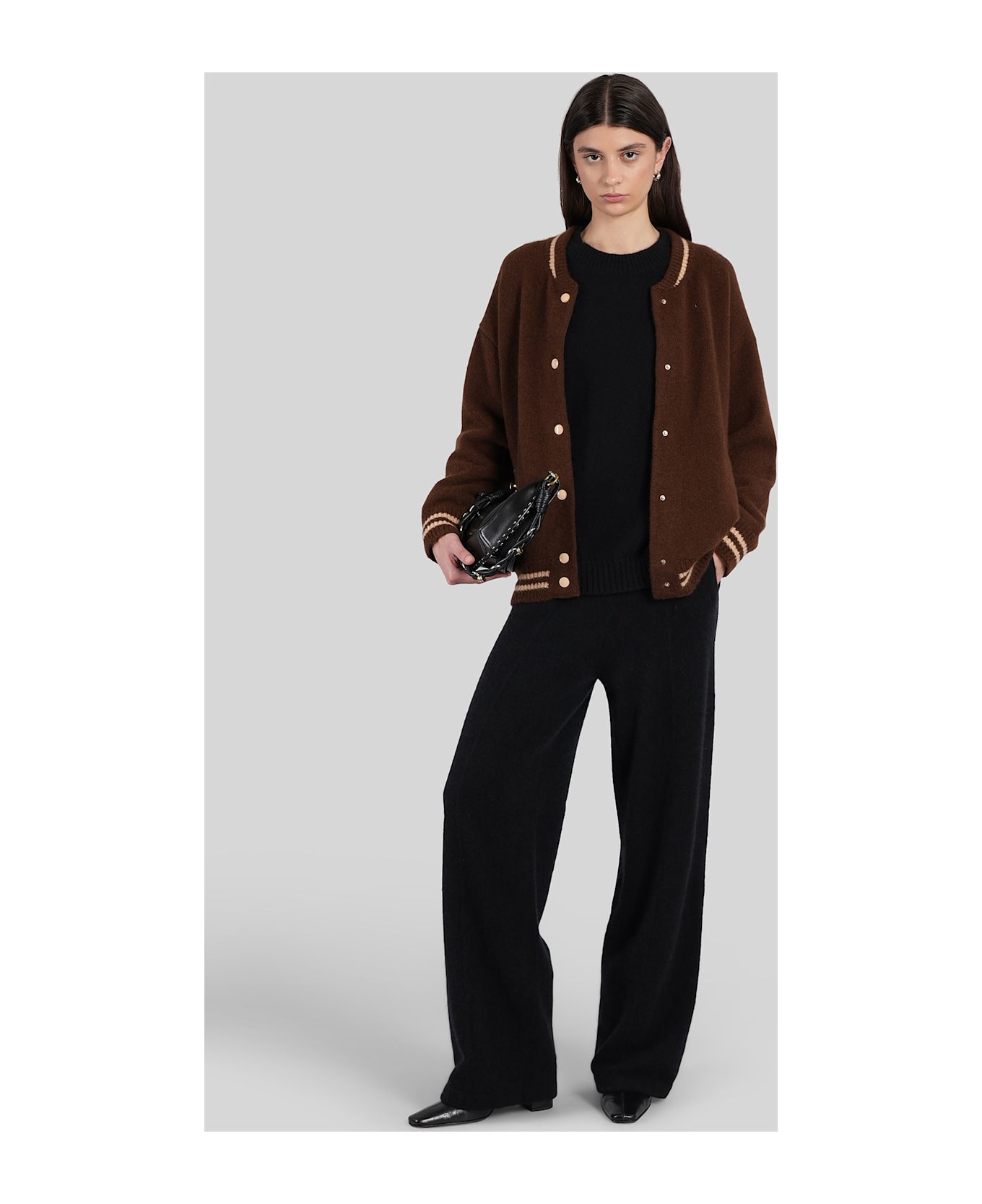 Laneus Bomber Jacket In Brown Cashmere - brown