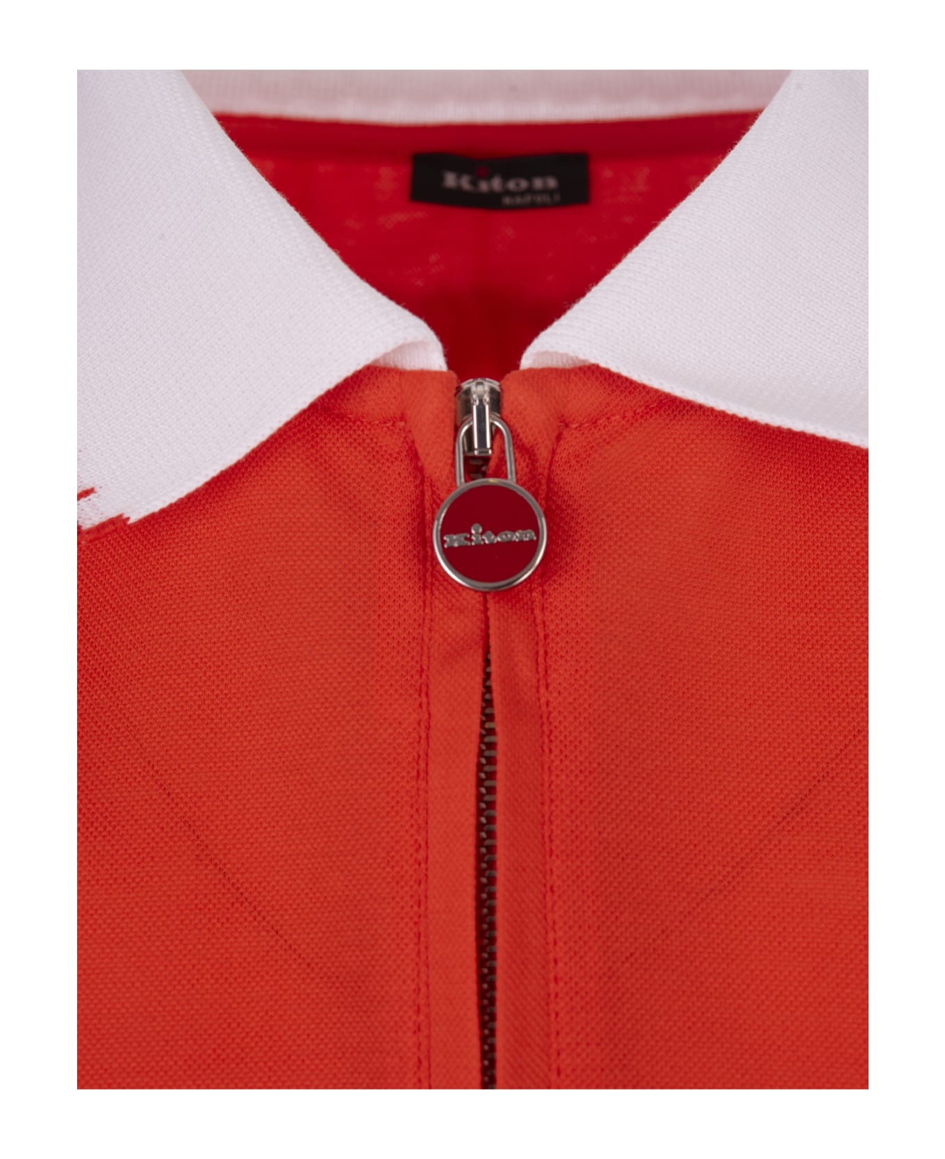 Kiton Orange Piqué Polo Shirt With Zip - Orange ポロシャツ