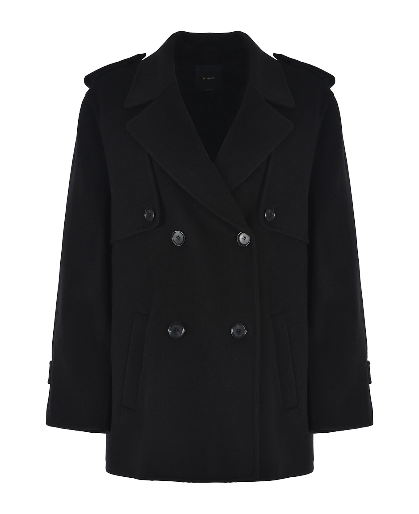 Pinko Trench Coat Pinko "torcia" Made Of Wool - Black