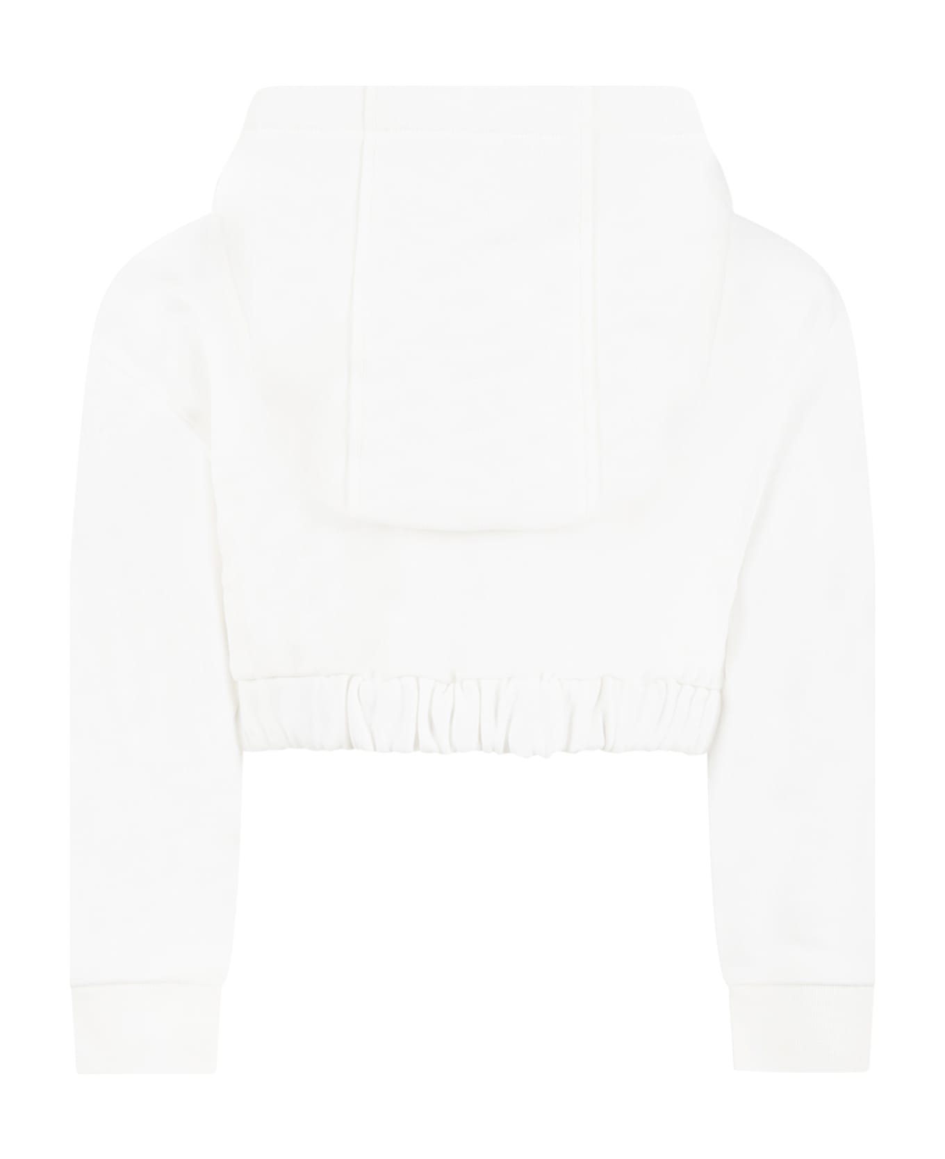 Fendi White Sweatshirt For Girl With Yellow Logo - White