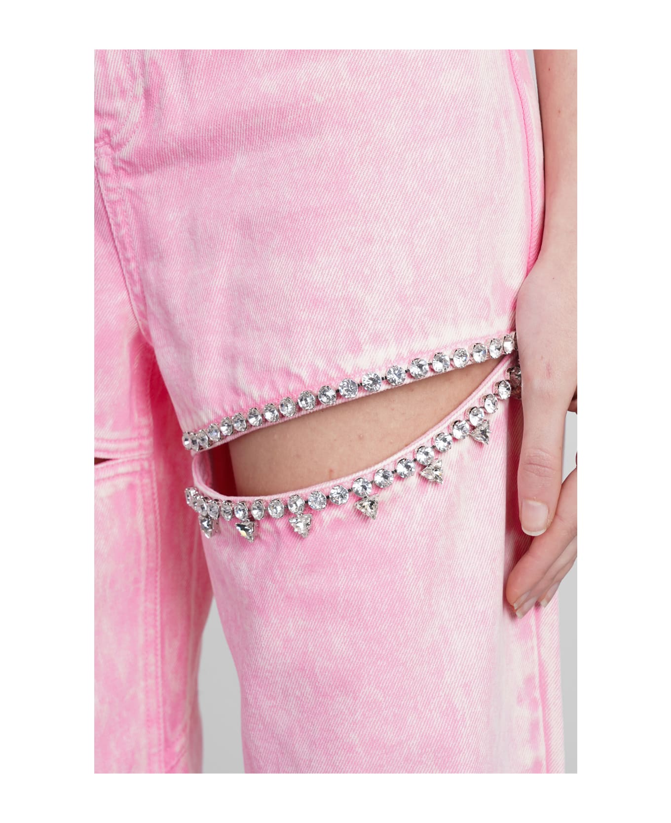 AREA Jeans In Rose-pink Cotton - rose-pink
