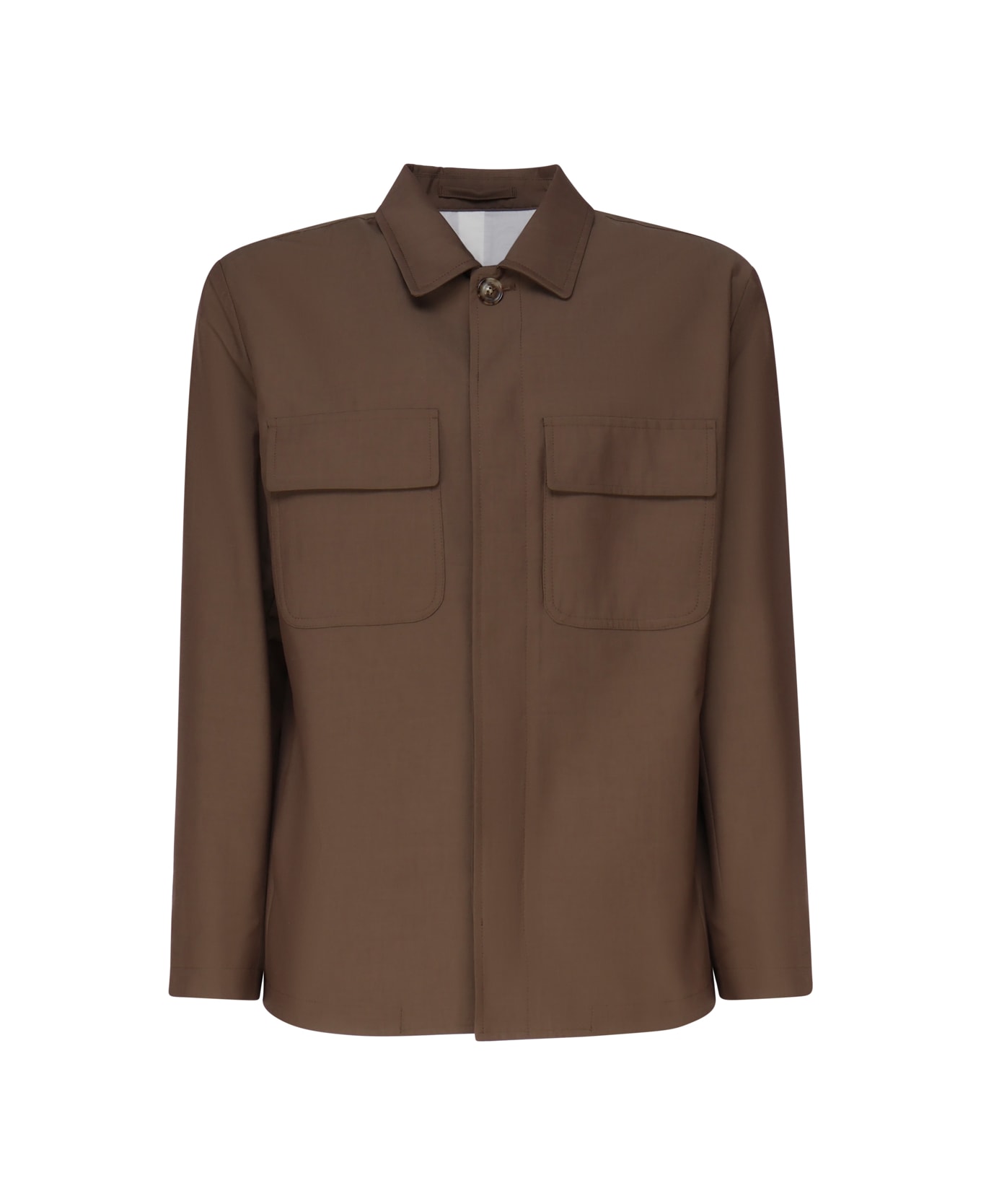 Lardini Shirt Jacket With Wide Collar - Brown
