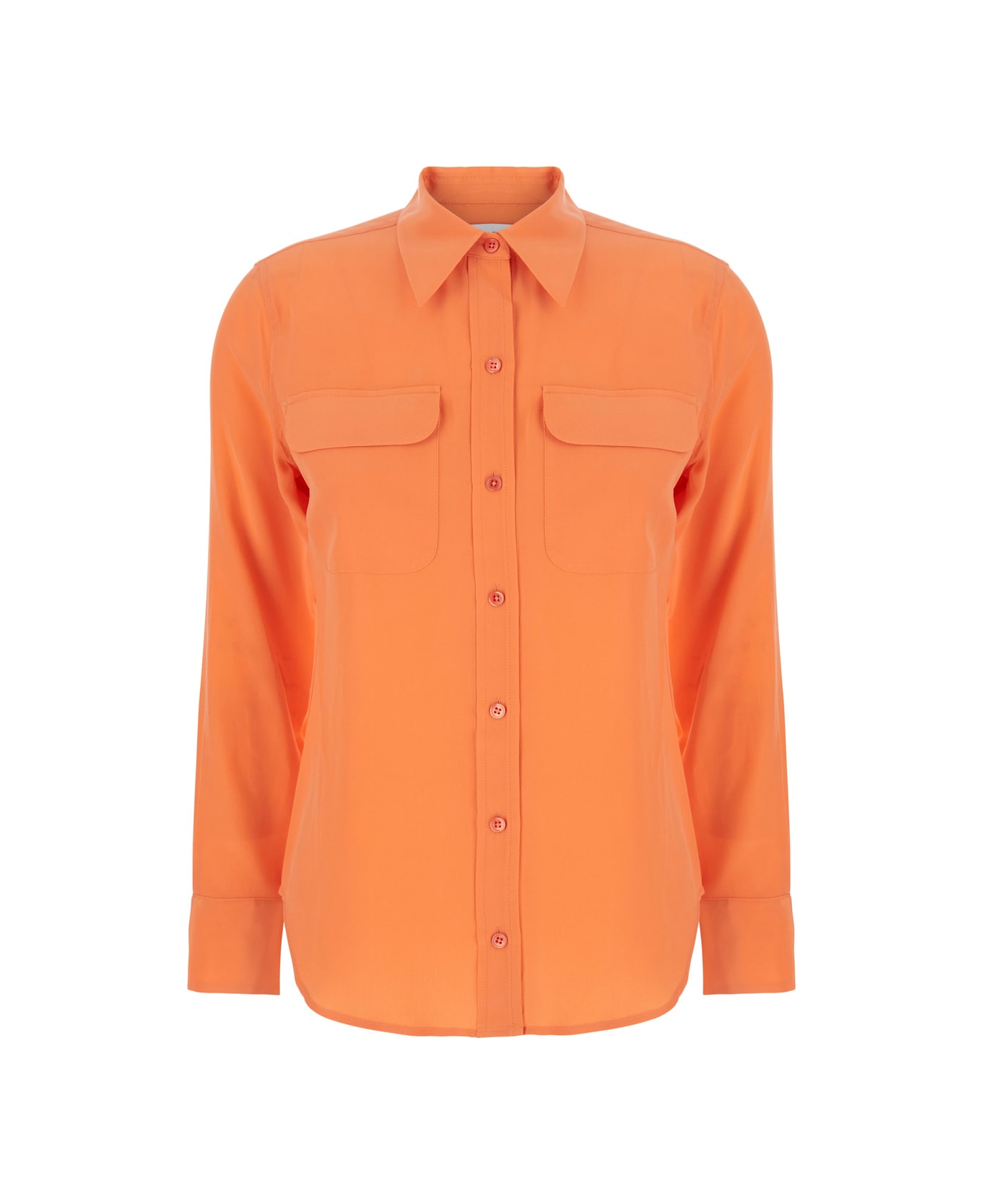 Equipment 
signature
 Orange Shirt With Pointed Collar In Silk Woman - Orange