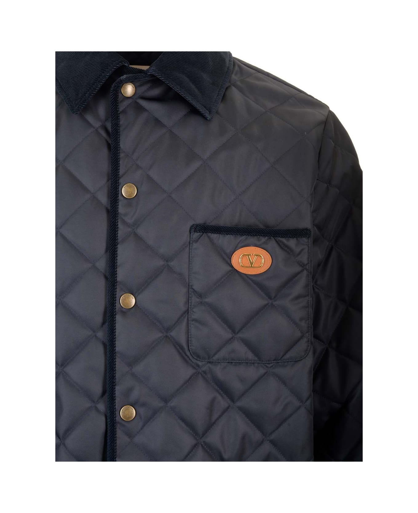 Valentino Garavani Quilted Nylon Shirt Jacket - NAVY