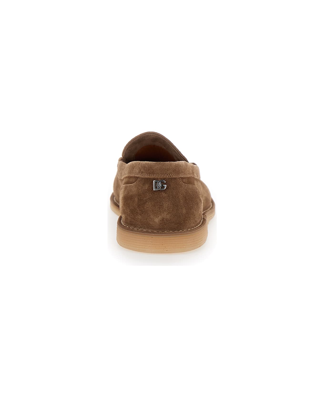 Dolce 
Gabbana 
new Florio Ideal
 Brown Loafers With Dg Detail In Suede Man - Brown