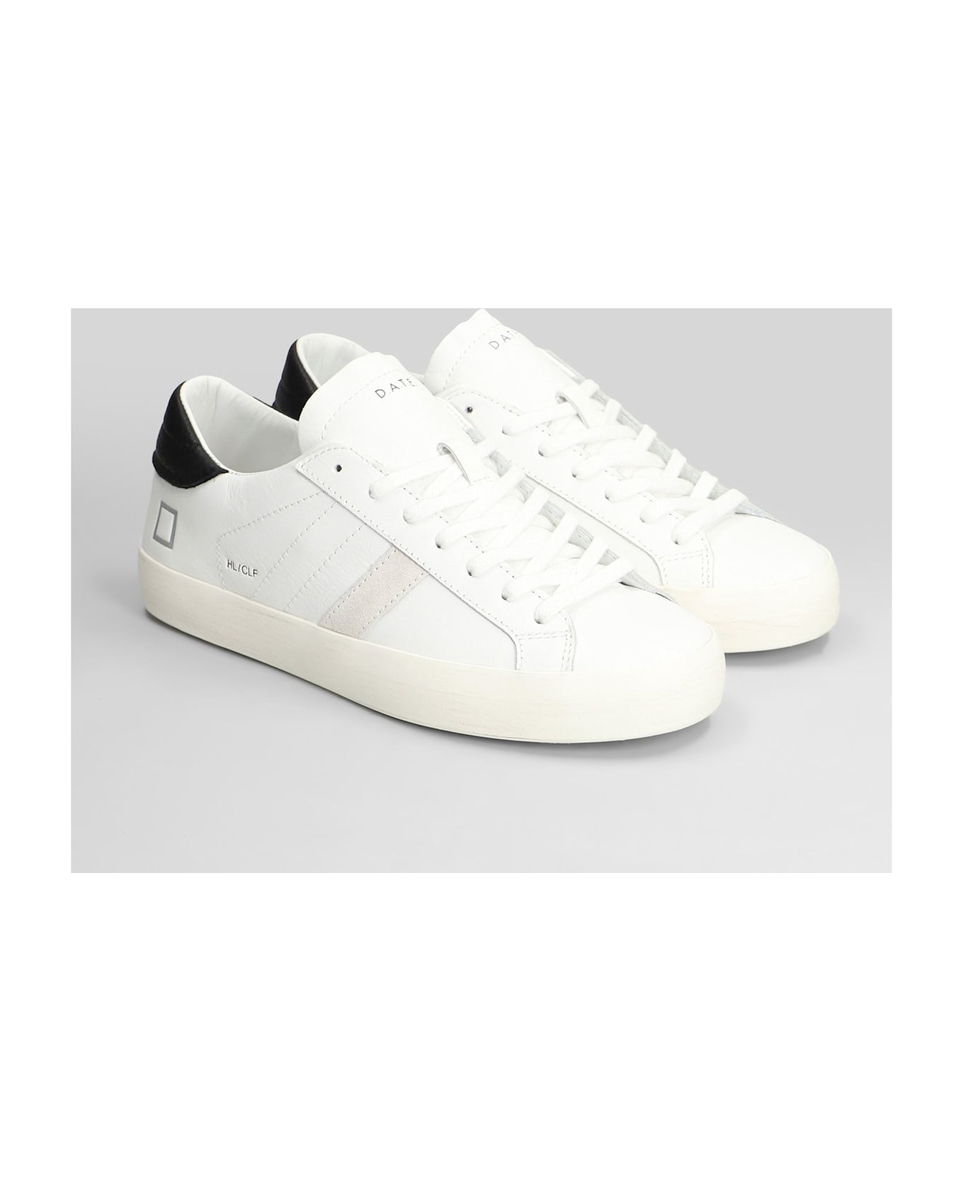 D.A.T.E. Hill Low Calf Sneakers In White Leather - Wb White Black