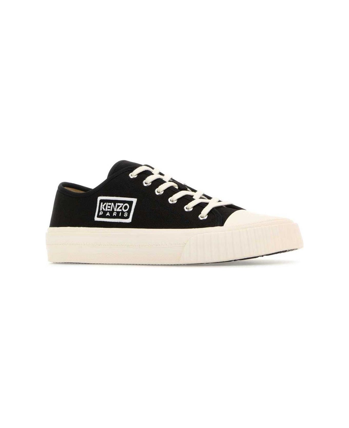 Kenzo Logo Embroidered Low-top Sneakers - Black スニーカー