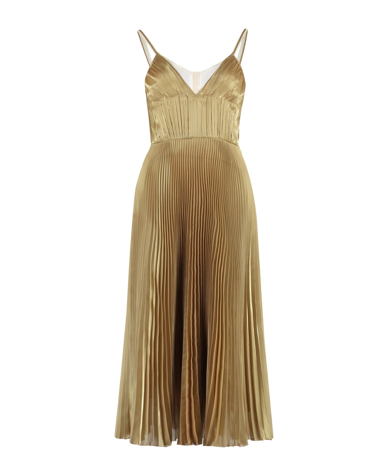 Prada Pleated Midi Dress - Gold ワンピース＆ドレス