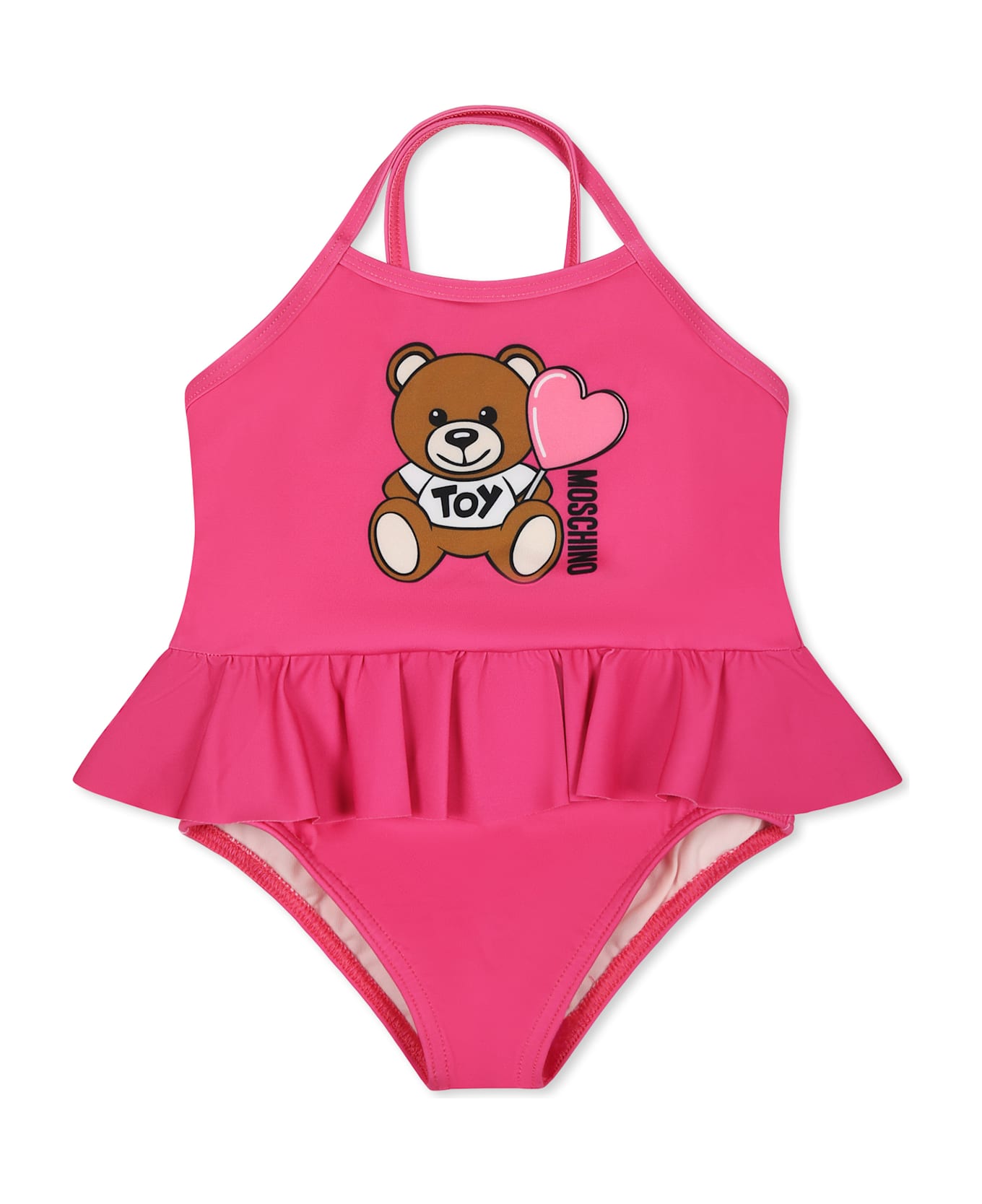 Moschino Fuchsia One-piece Swimsuit For Baby Girl With Teddy Bear - Fuchsia