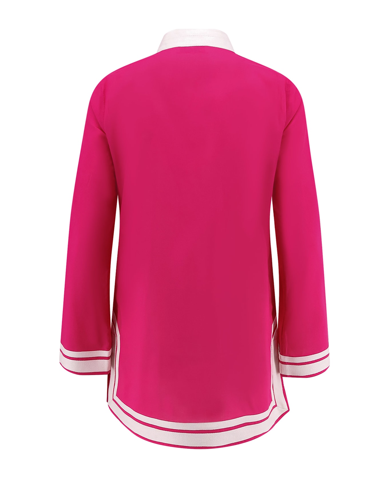 Tory Burch Cotton Short Dress With Contrasting Profiles - Bold pink