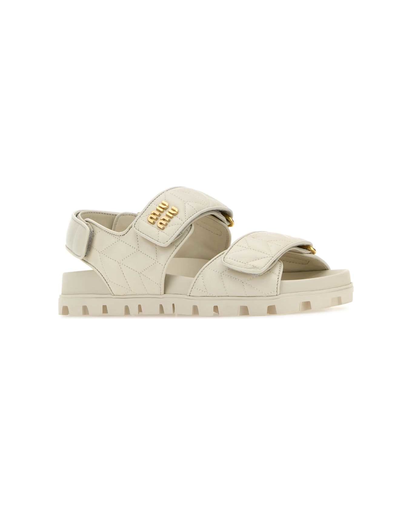 Miu Miu White Nappa Leather Sandals - BIANCO