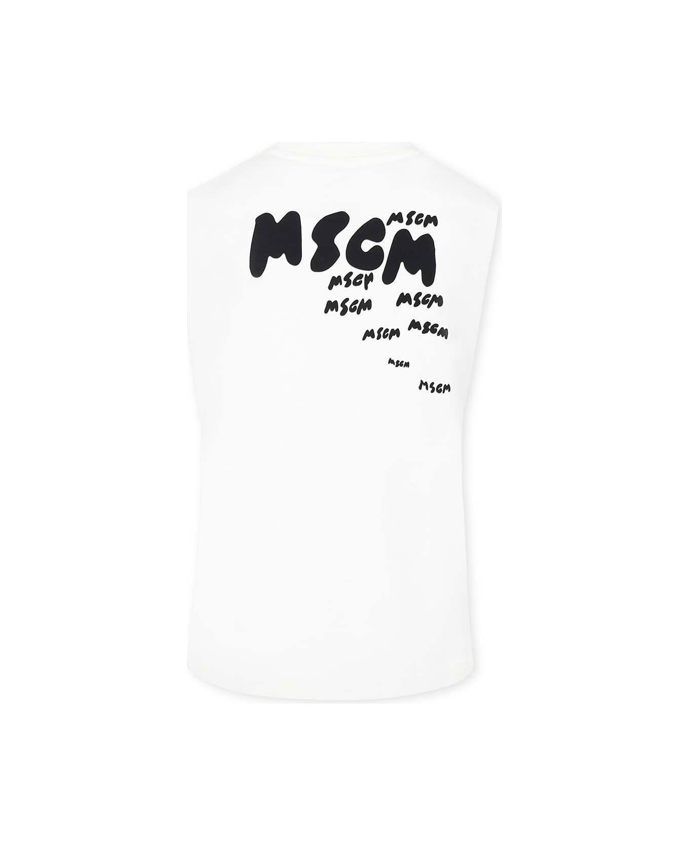 MSGM Ivory Tank Top For Boy With Logo - Ivory