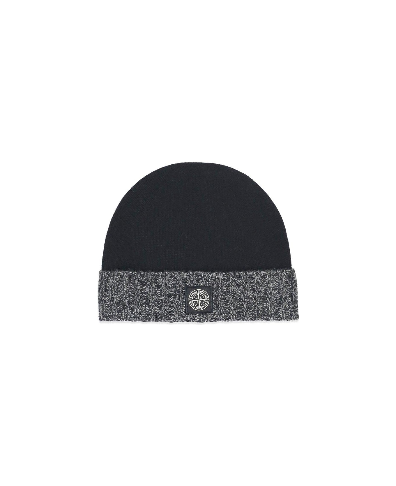 Stone Island Logo Patch Turn-up Beanie