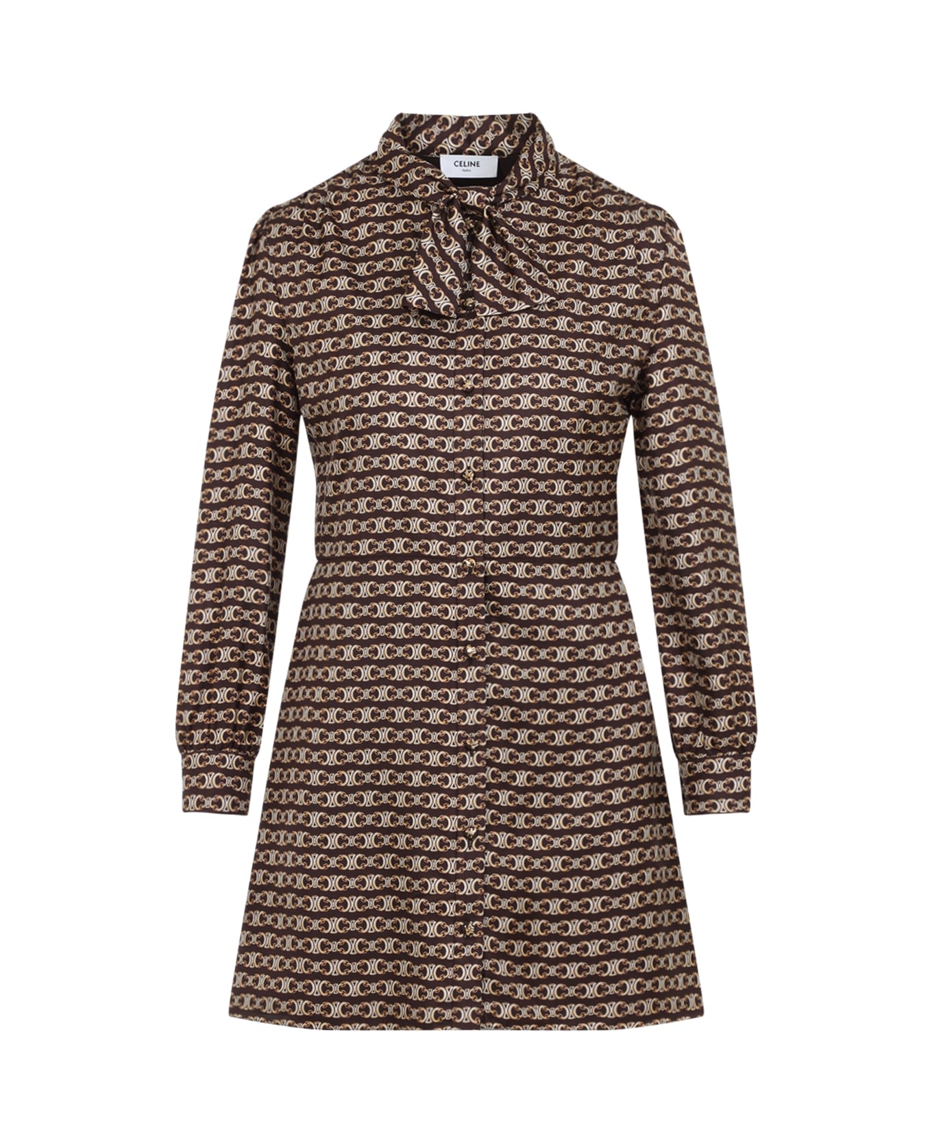 Celine Mini Robe Lavalliere Papillon - Fo Marron Fonce Or