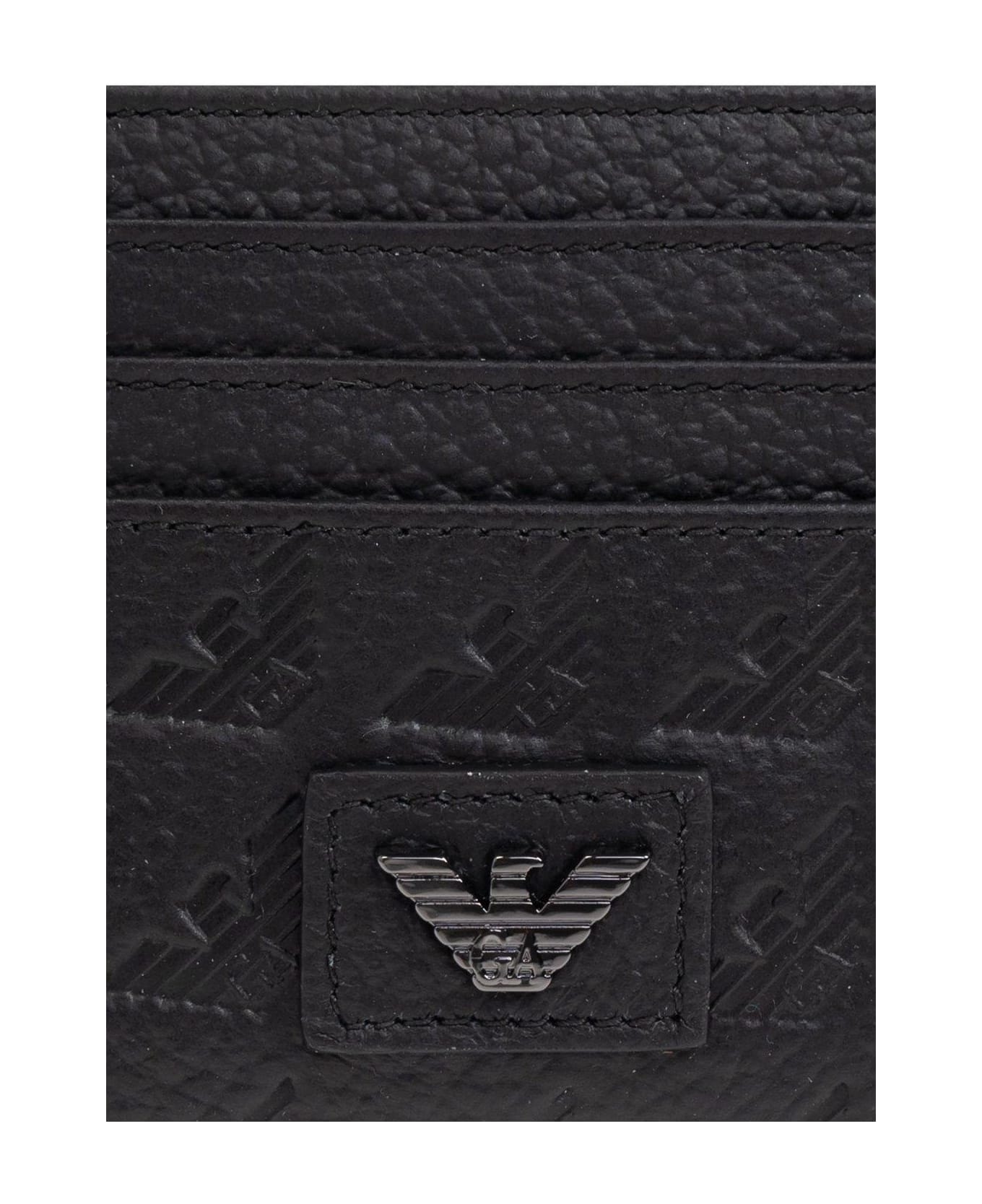 Emporio Armani Logo Plaque Card Holder - Black