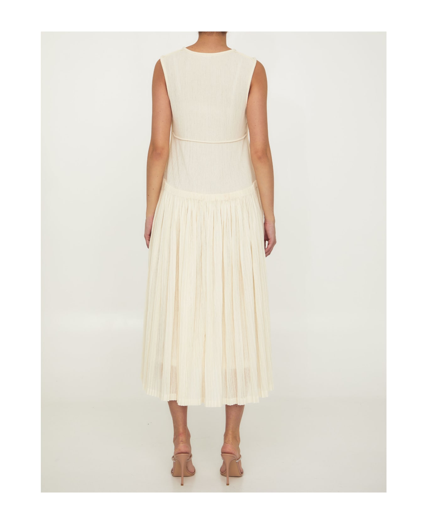 Jil Sander Pleated Cotton Dress - IVORY