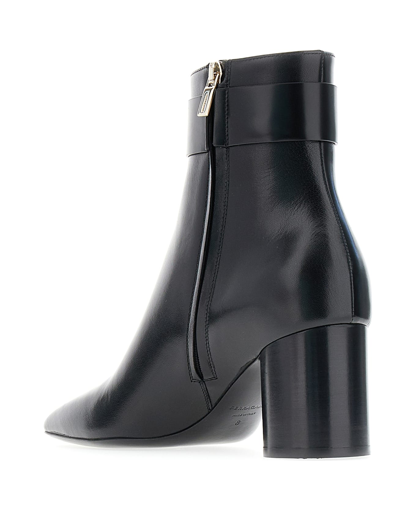 Ferragamo Black Nappa Leather Ankle Boots - 001