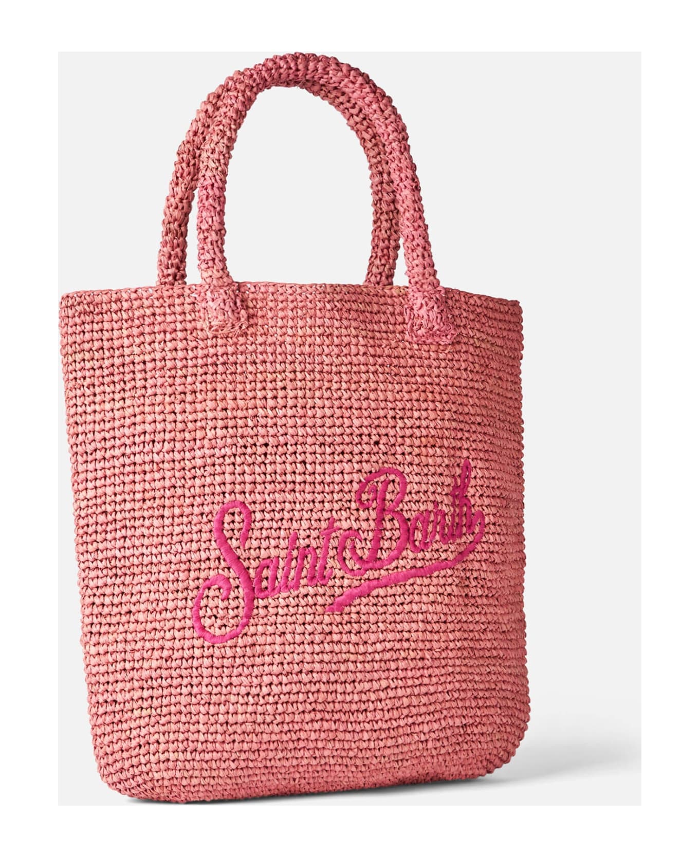 MC2 Saint Barth Raffia Bucket Pink Bag With Embroidery - PINK