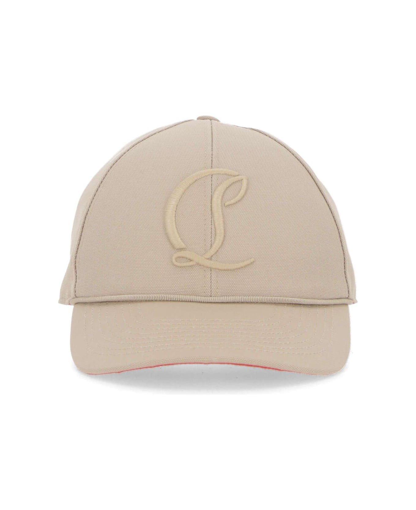 Christian Louboutin Logo Embroidered Baseball Cap - Saharienne/silver