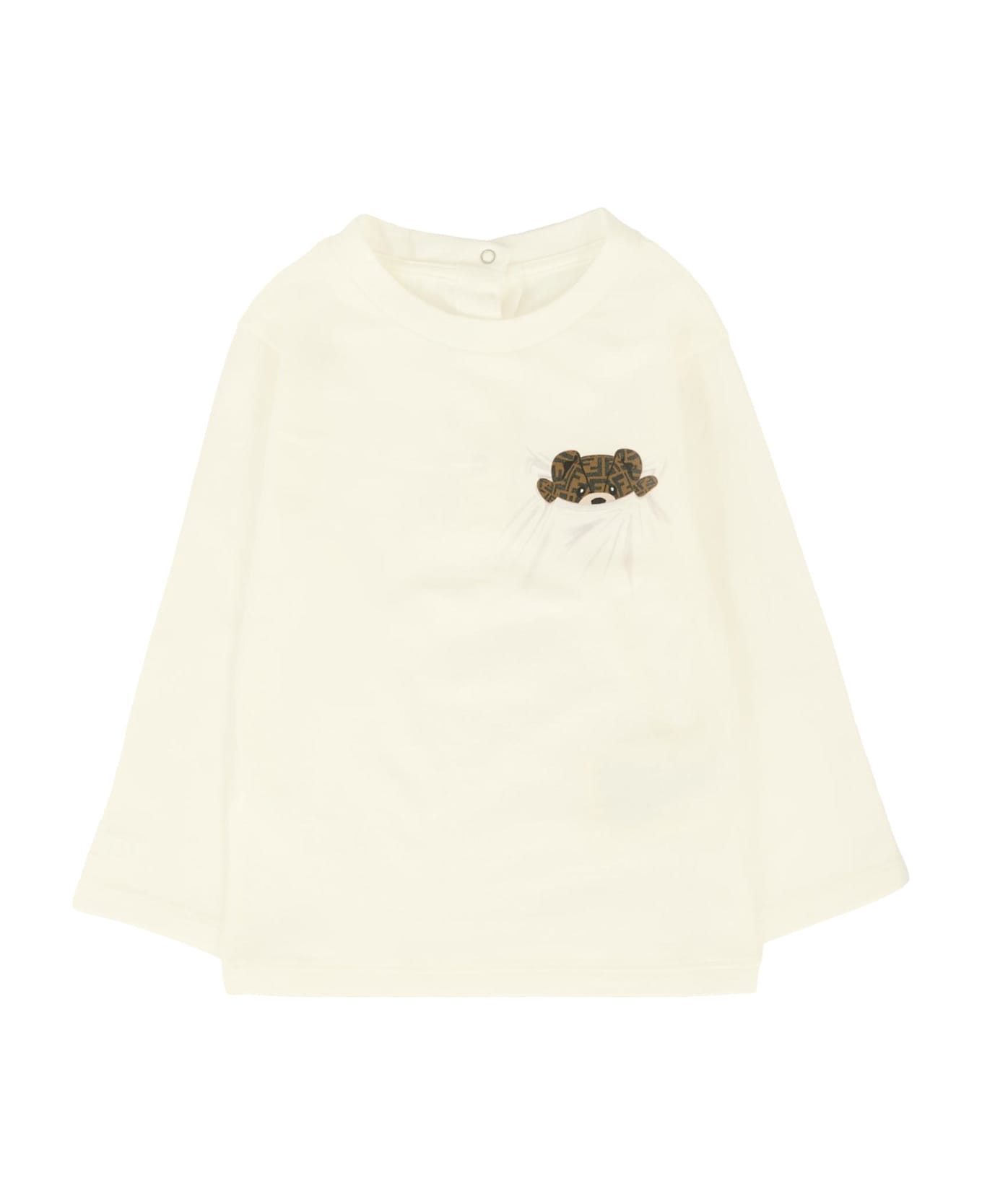Fendi Ivory T-shirt For Babykids With Fendi Bear - Ivory
