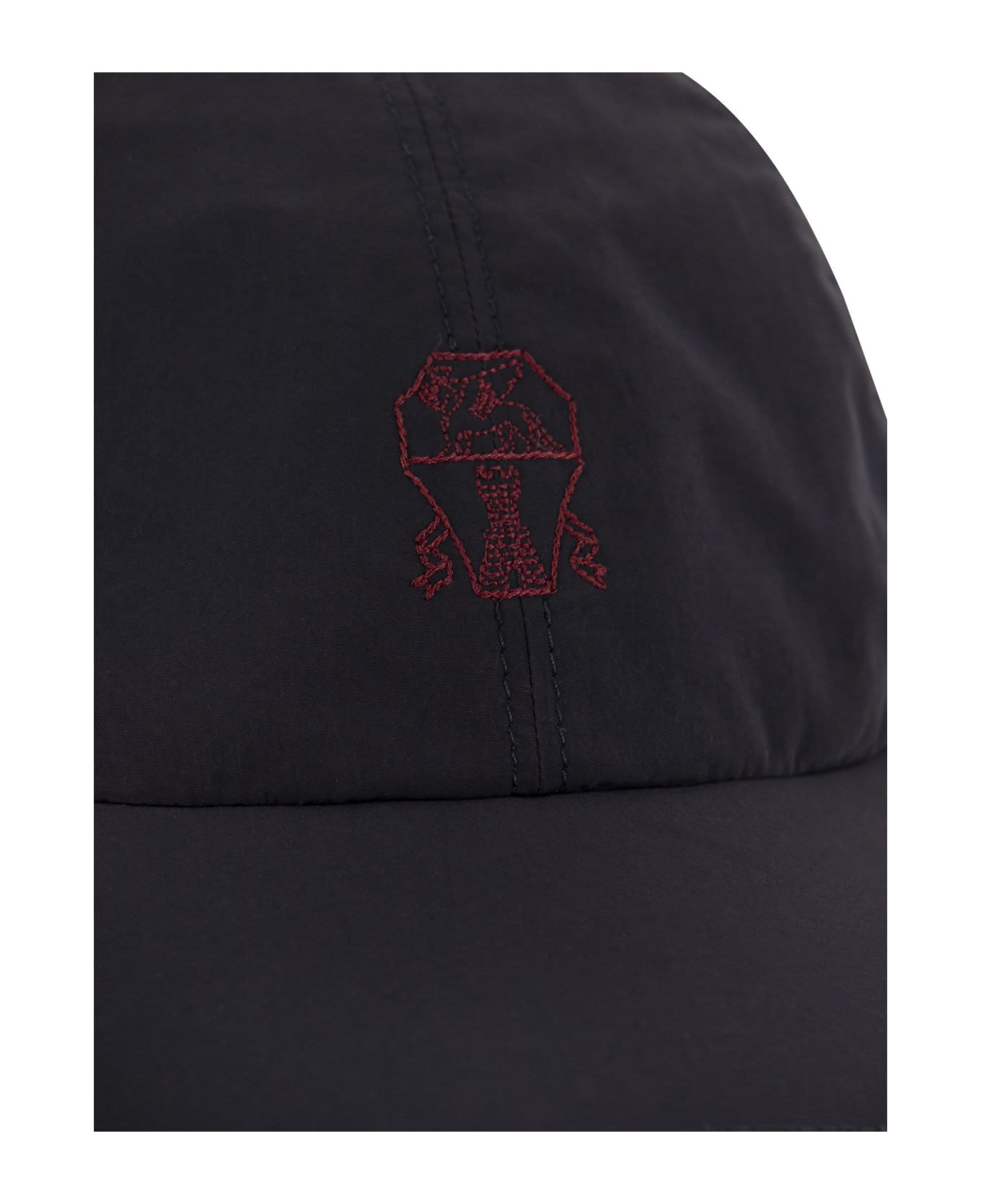 Brunello Cucinelli Water-repellent Microfibre Baseball Cap With Contrasting Details And Embroidered Logo - Dark Blue