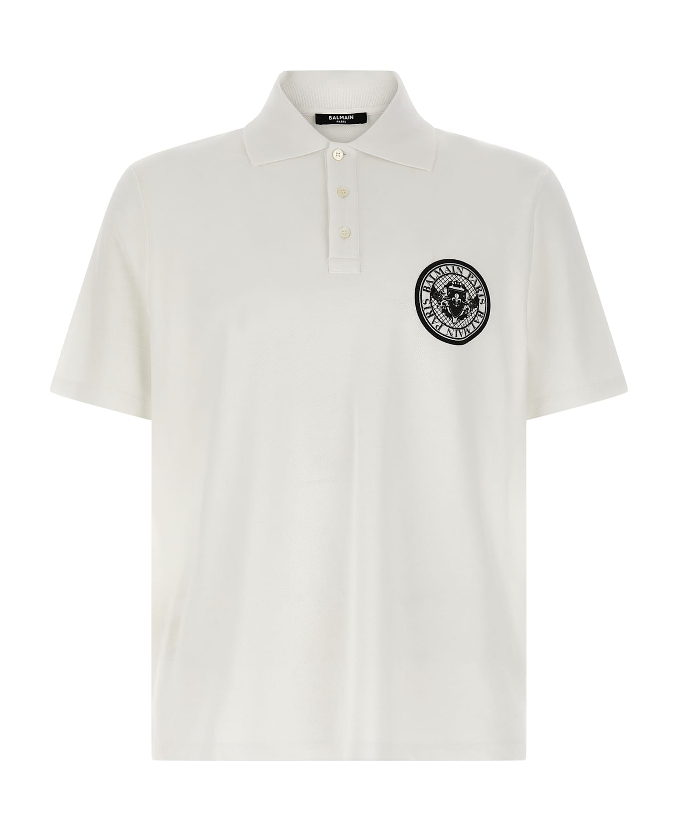 Balmain 'coin' Polo Shirt - White/Black