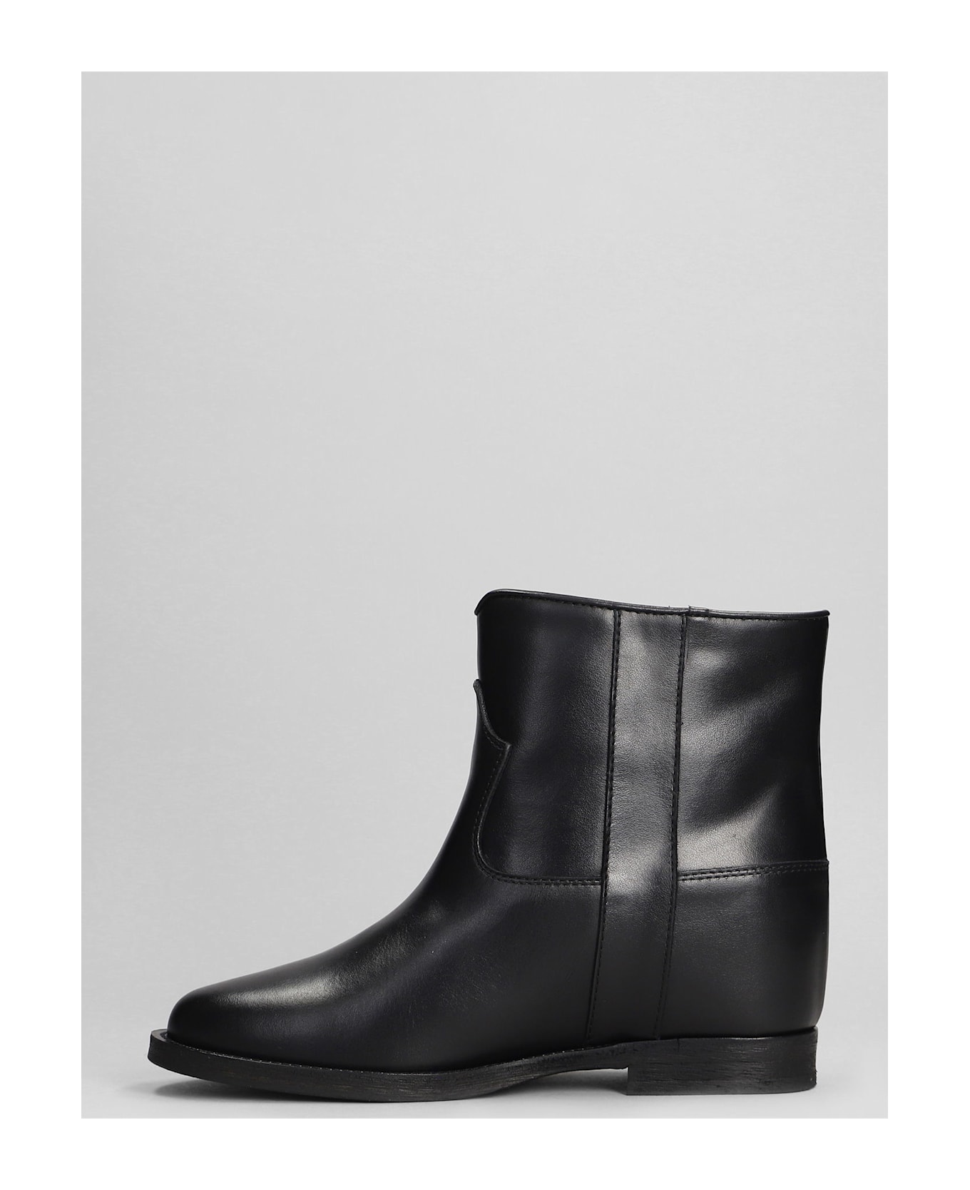 Via Roma 15 Ankle Boots Inside Wedge In Black Leather - black