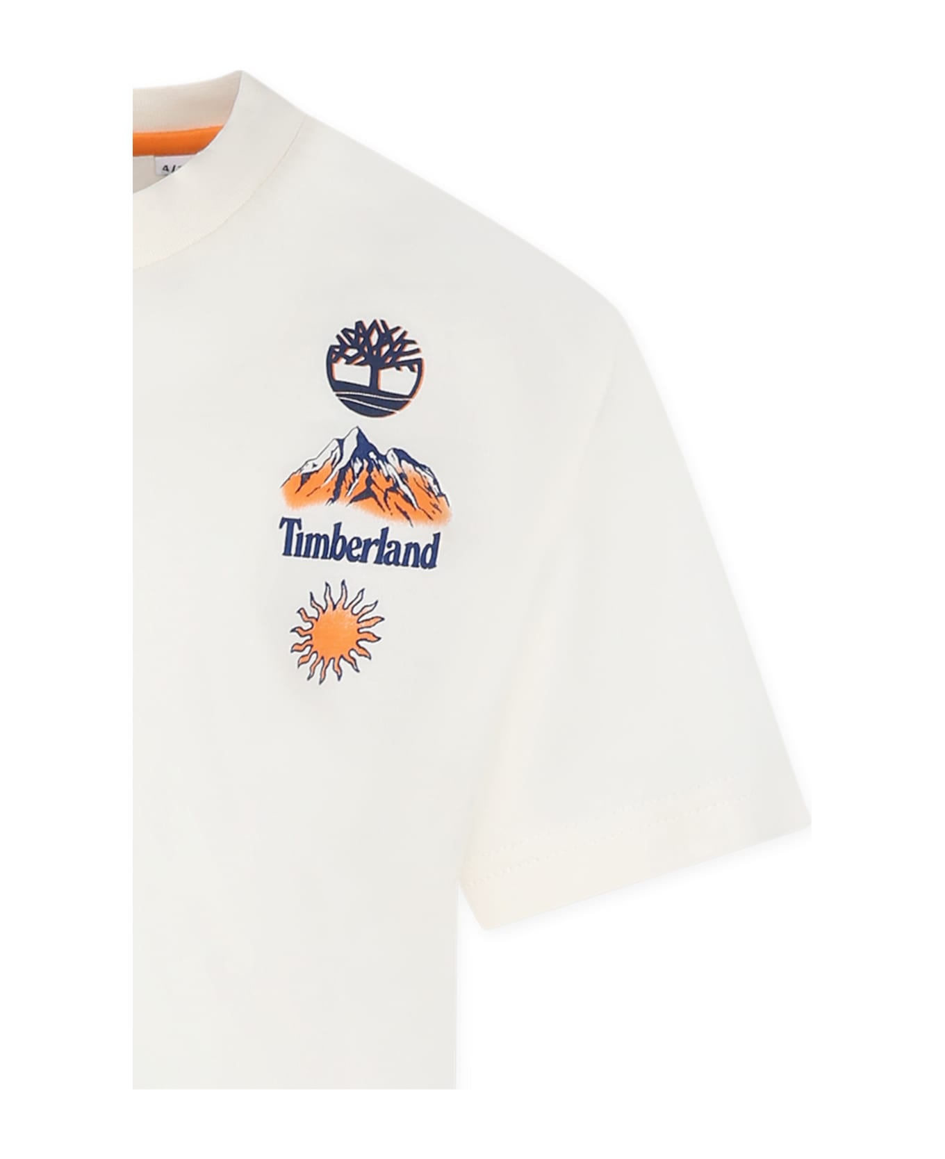 Timberland Ivory T-shirt For Boy With Logo And Landscape - Ivory