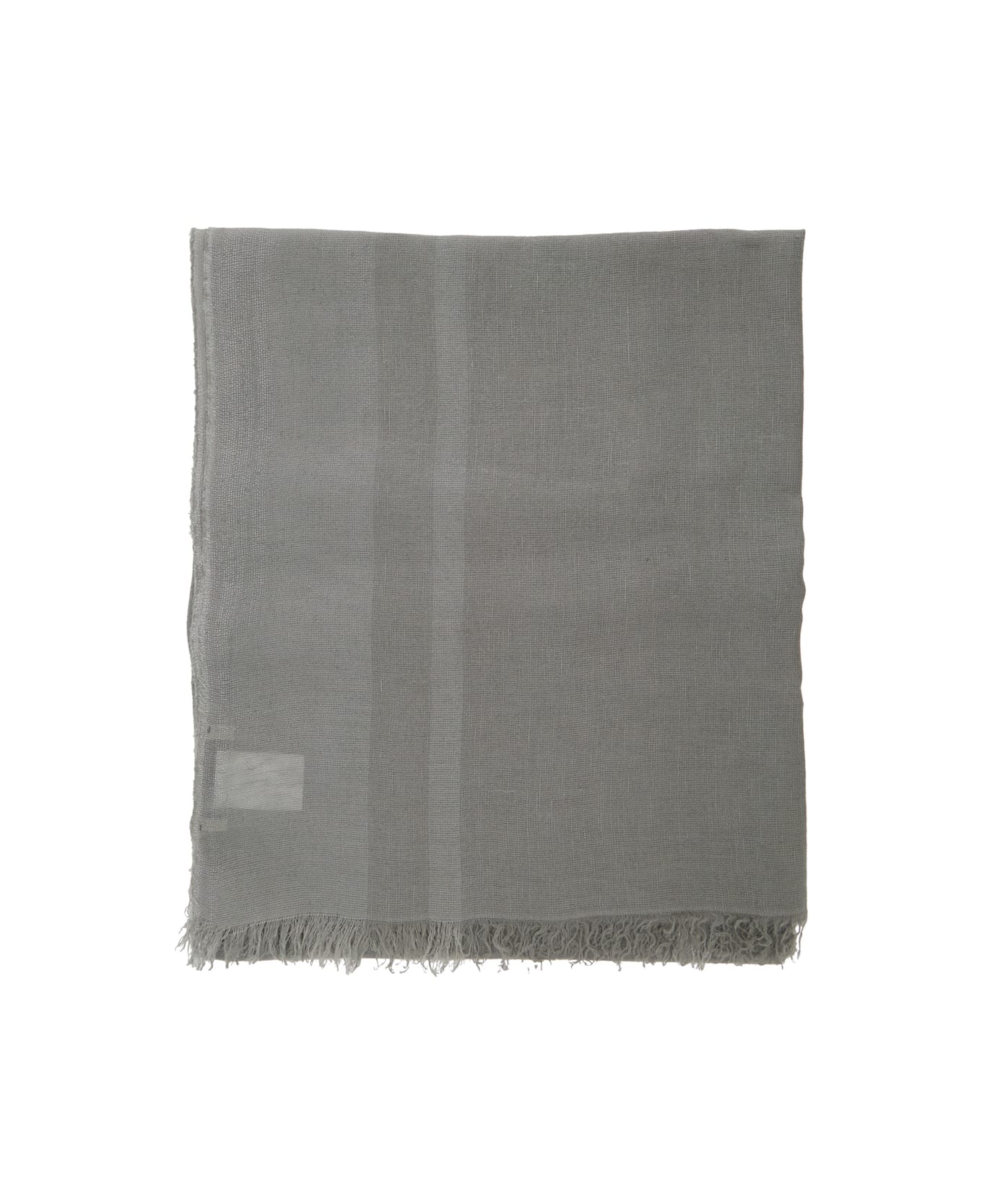 Antonelli Grey Scarf With Rectangular Design And Frayed Edges In Linen Blend Woman - Grigio