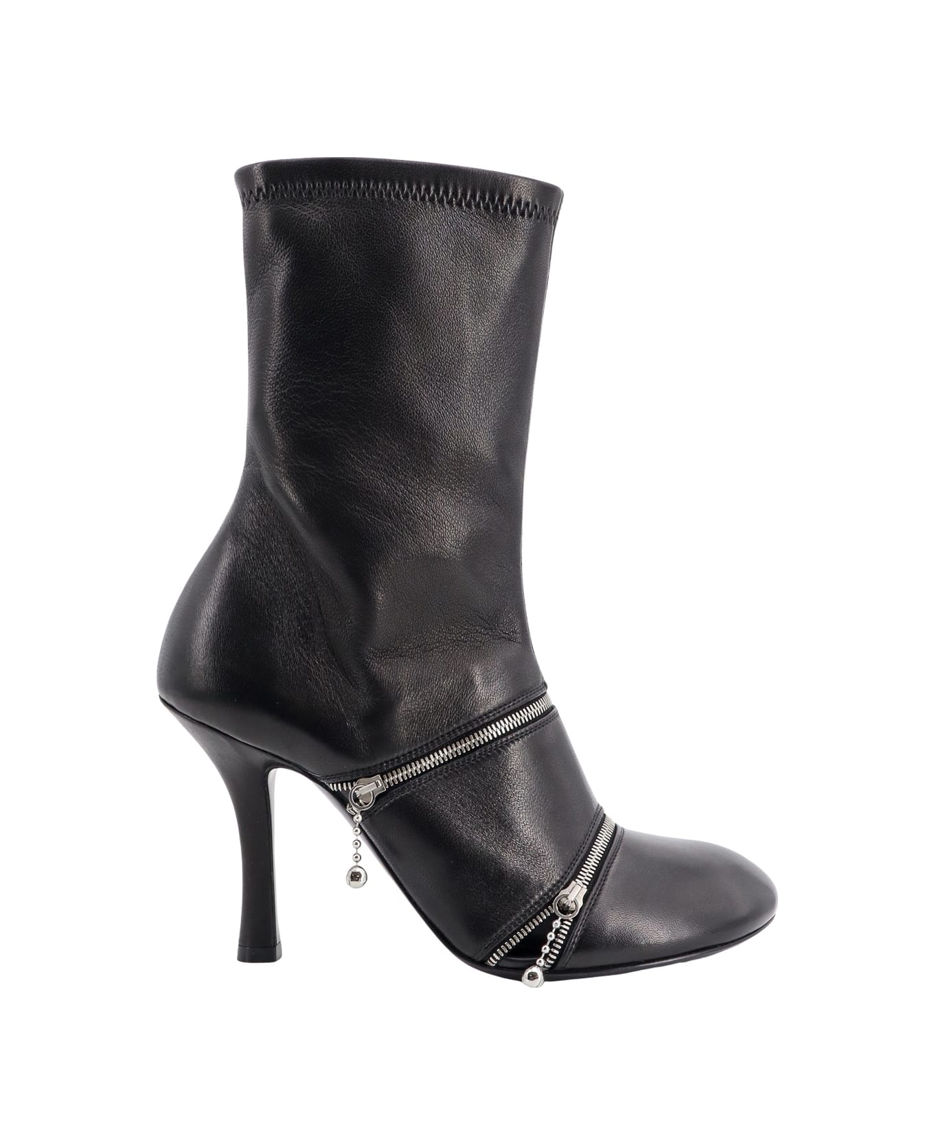 Burberry Peep Ankle Boots - Black
