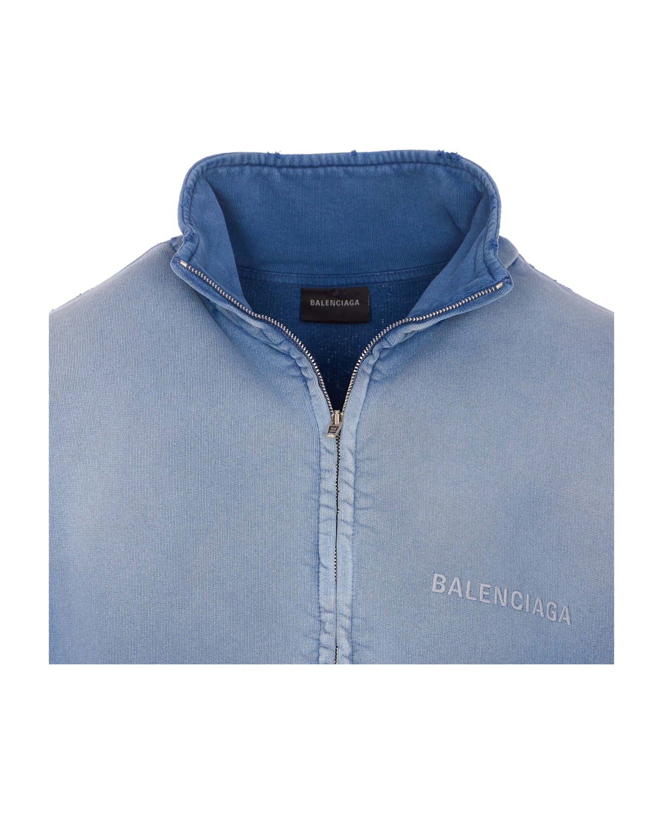 Balenciaga Logo Zip Up Jacket - Blue