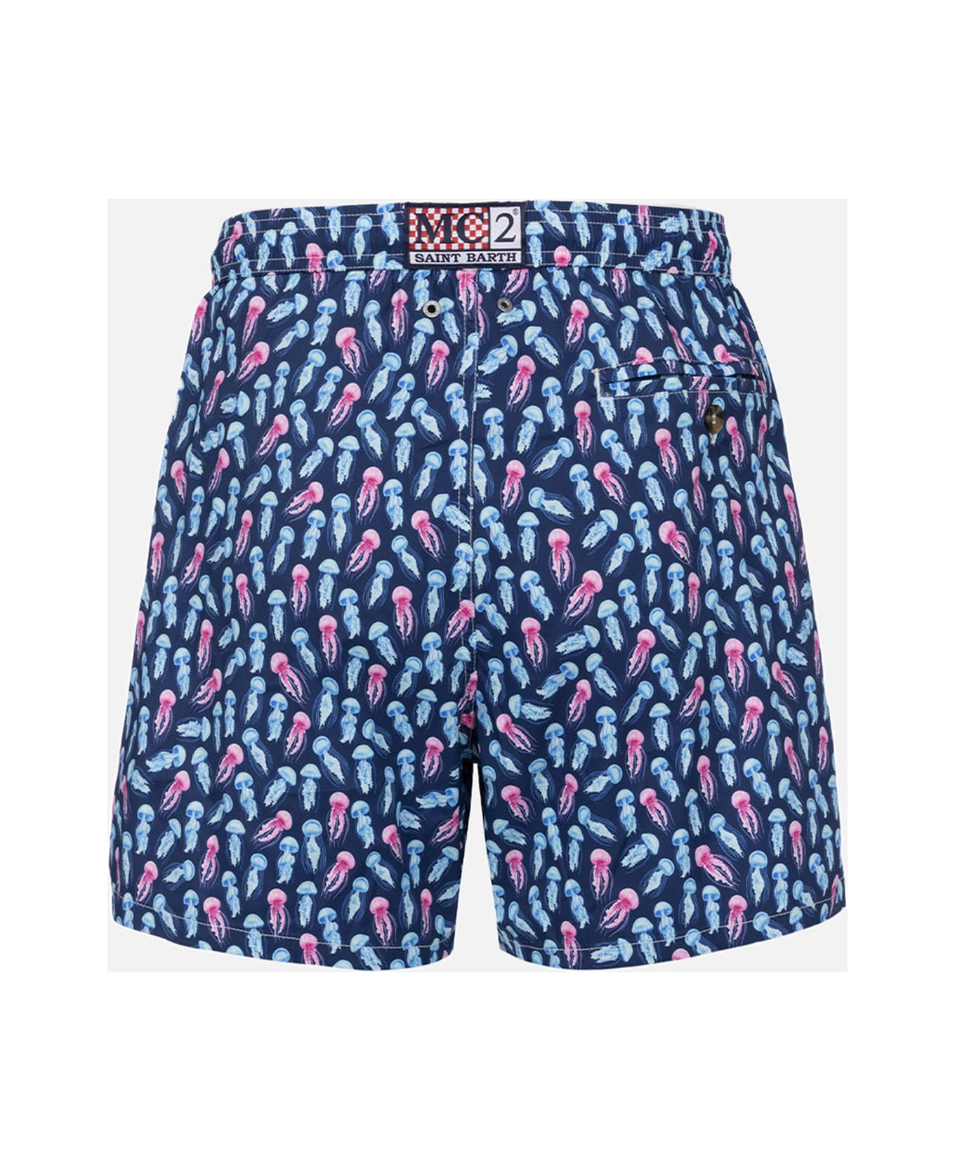 MC2 Saint Barth Comfort Light Classic Stretch Swim Shorts With Jellyfishes Print - BLUE