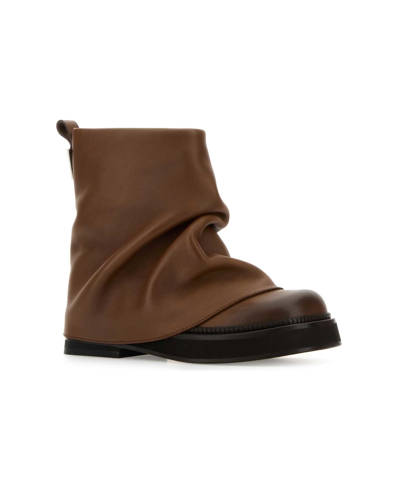 The Attico Caramel Leather Mini Robin Ankle Boots - CAMEL