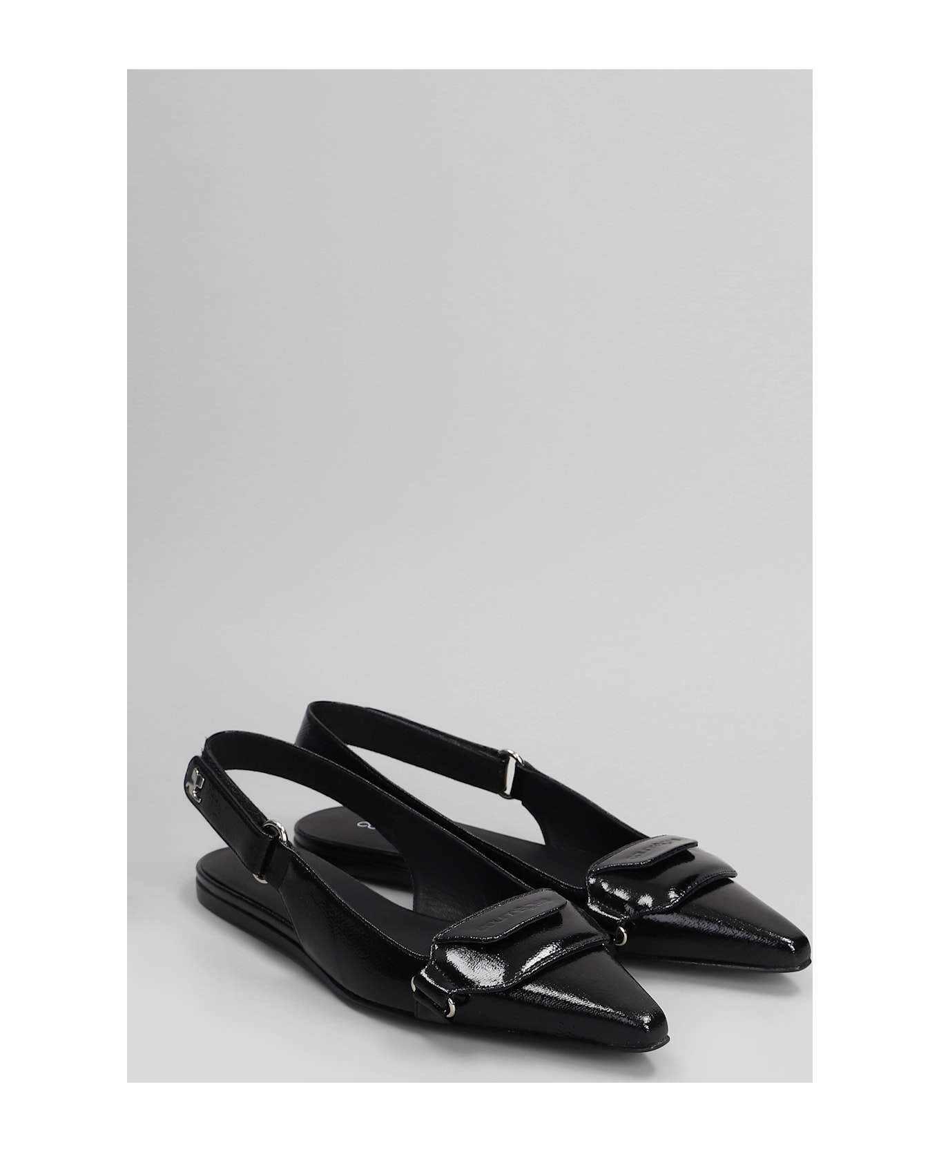 Courrèges Ballet Flats In Black Leather - Nero