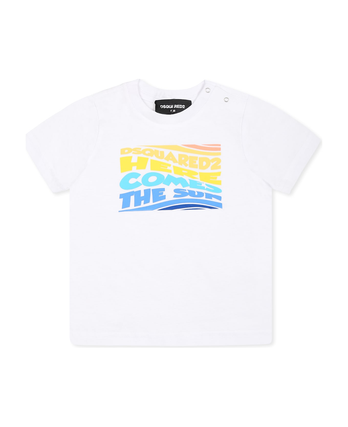 Dsquared2 White T-shirt For Baby Boy With Multicolor Logo - White