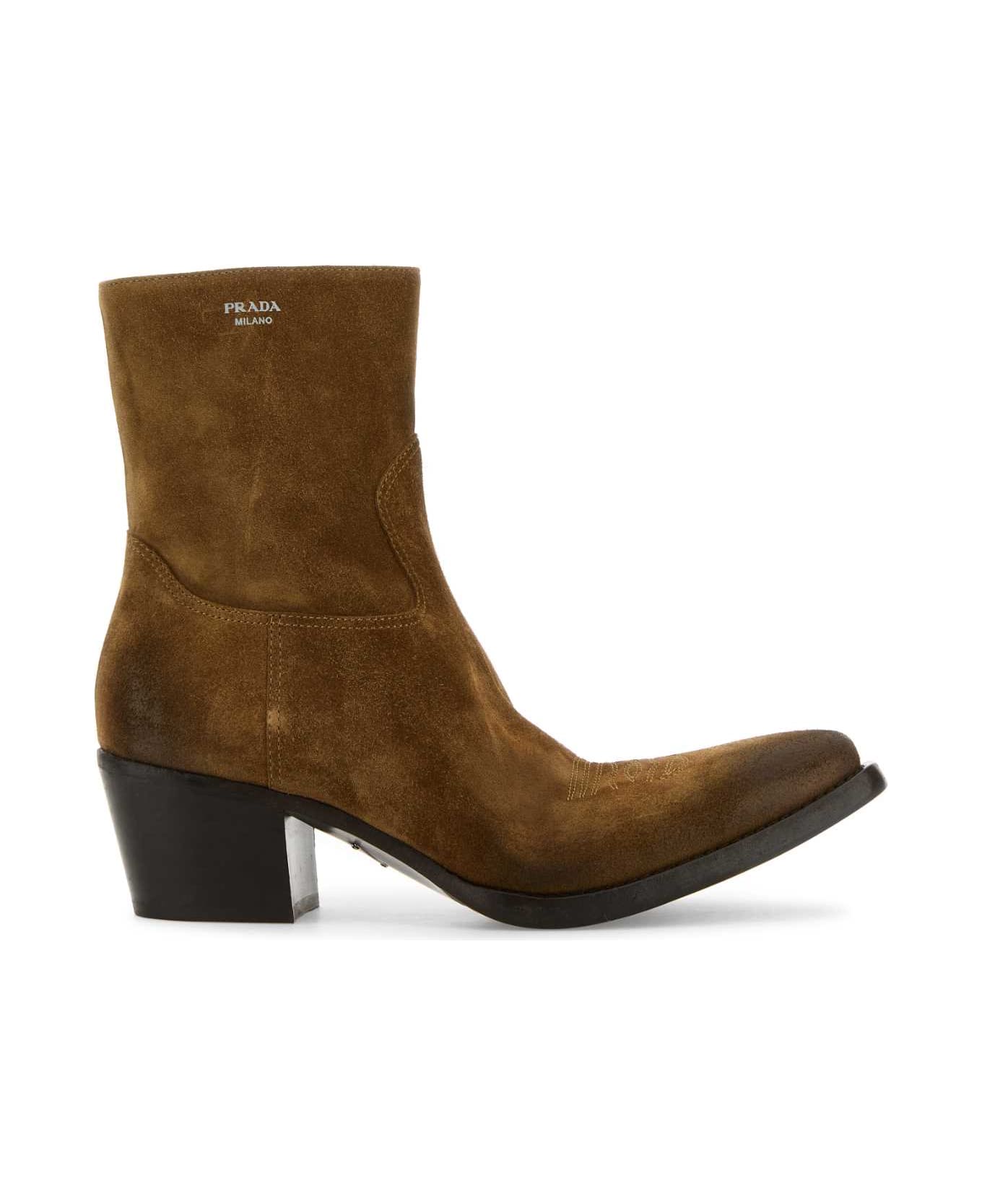 Prada Camel Suede Boots - TABACCO