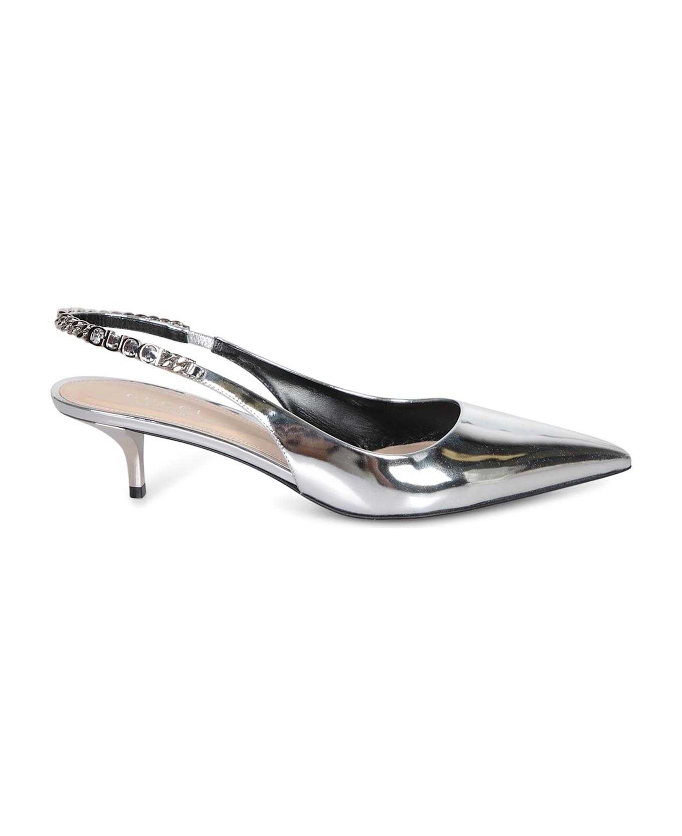 Gucci Silver Slingback Signoria Sandal - Metallic