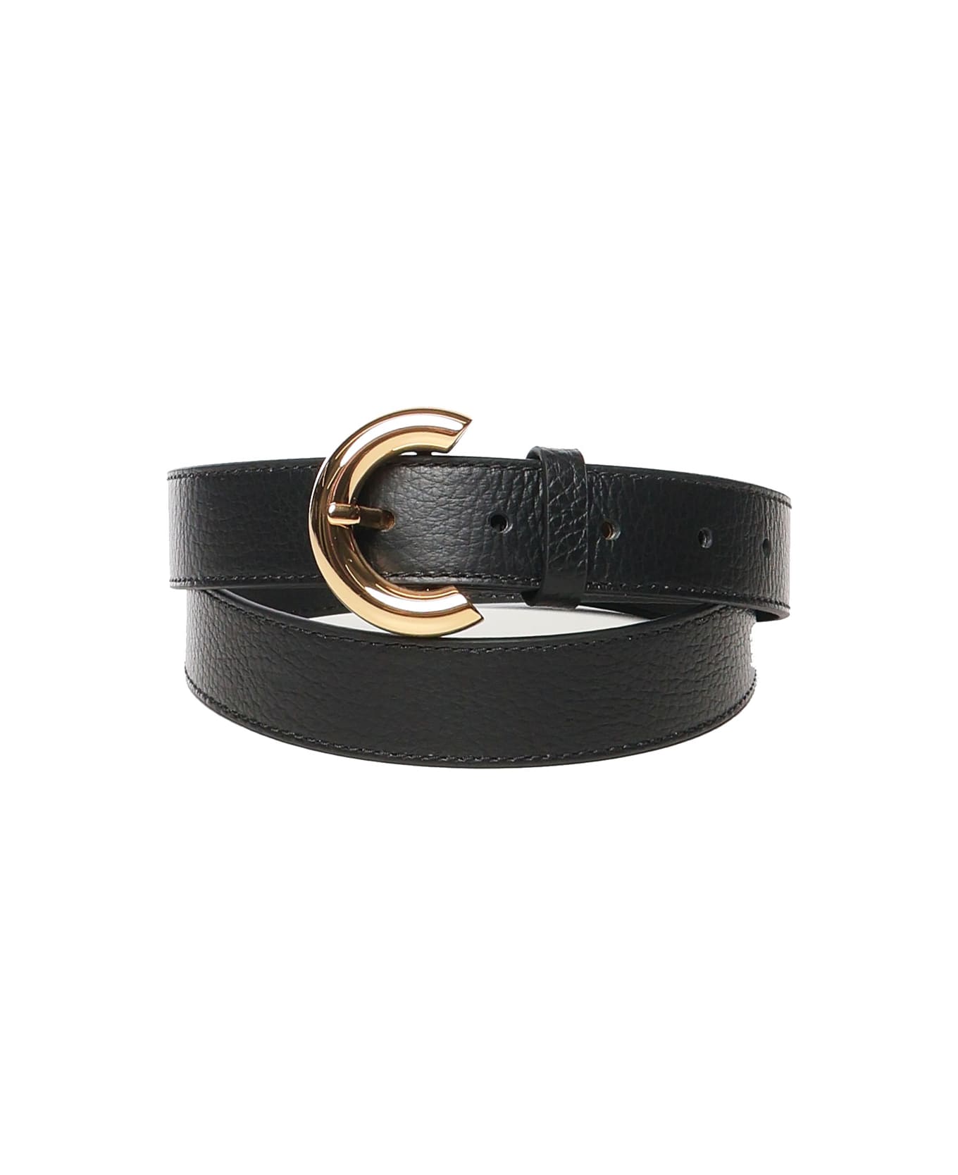 Coccinelle Leather Belt With Grain - Black