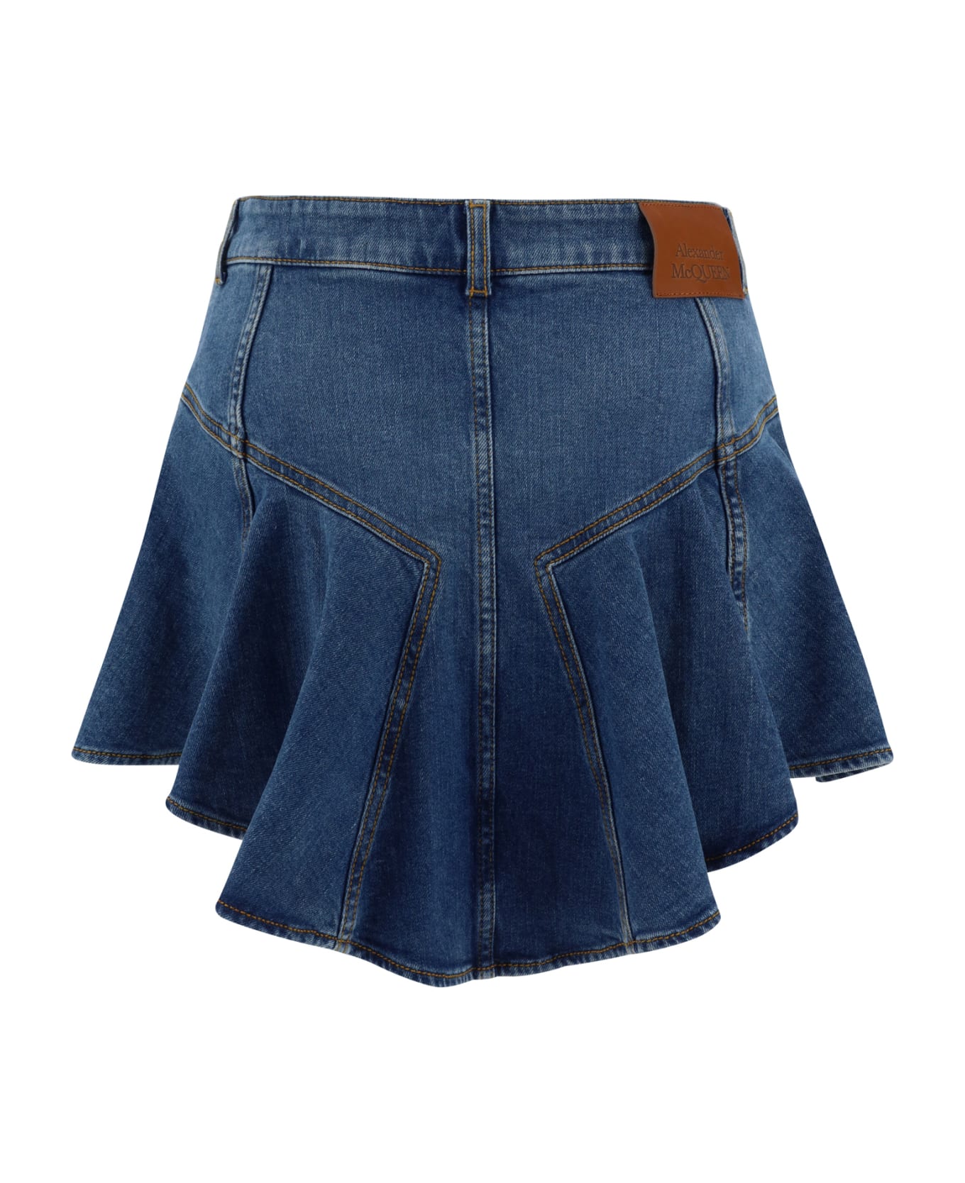 Alexander McQueen Asymmetric Tri Pocket Short Denim Skirt - Blu