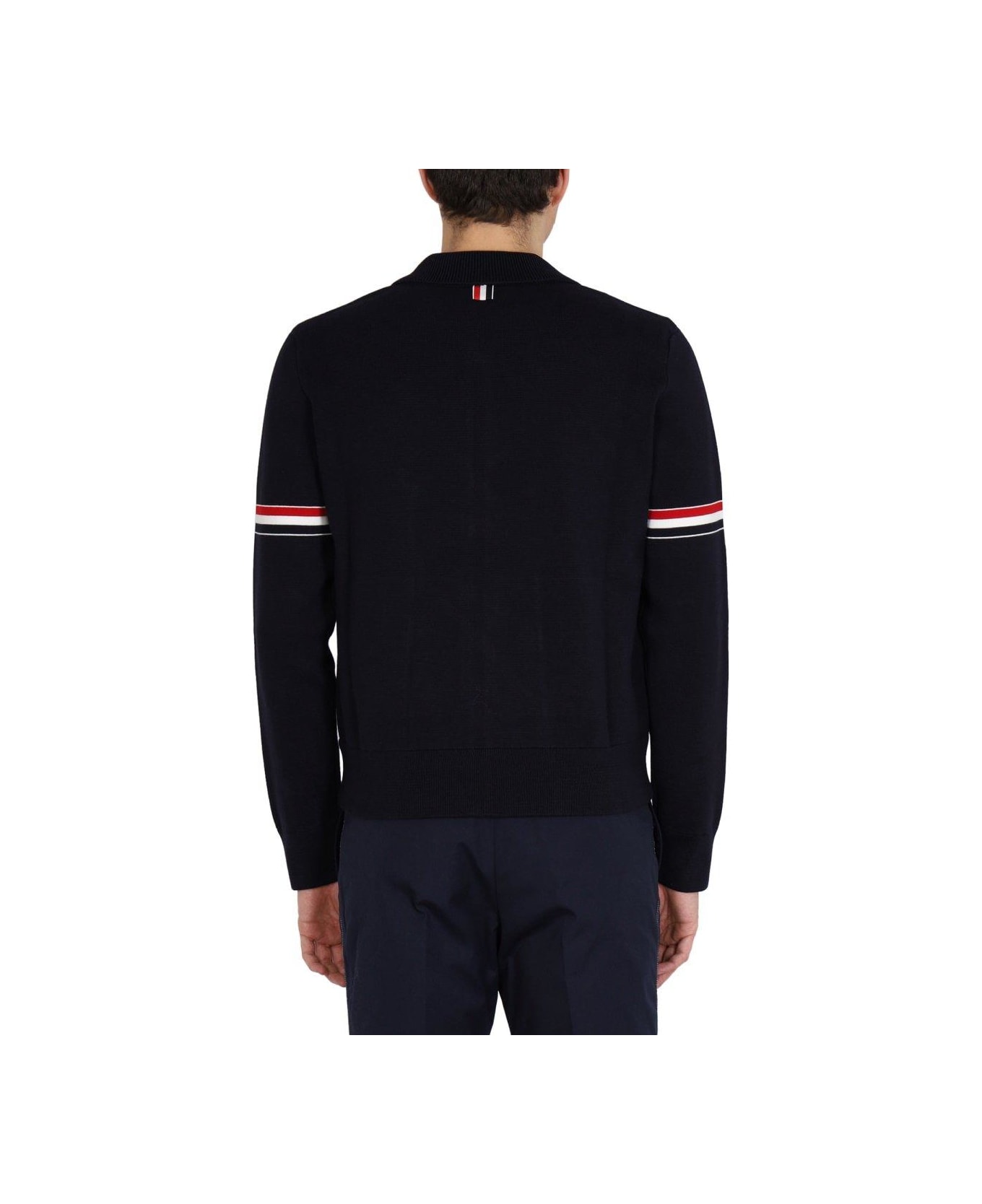 Thom Browne Rwb Stripe Zipped Jacket - BLUE