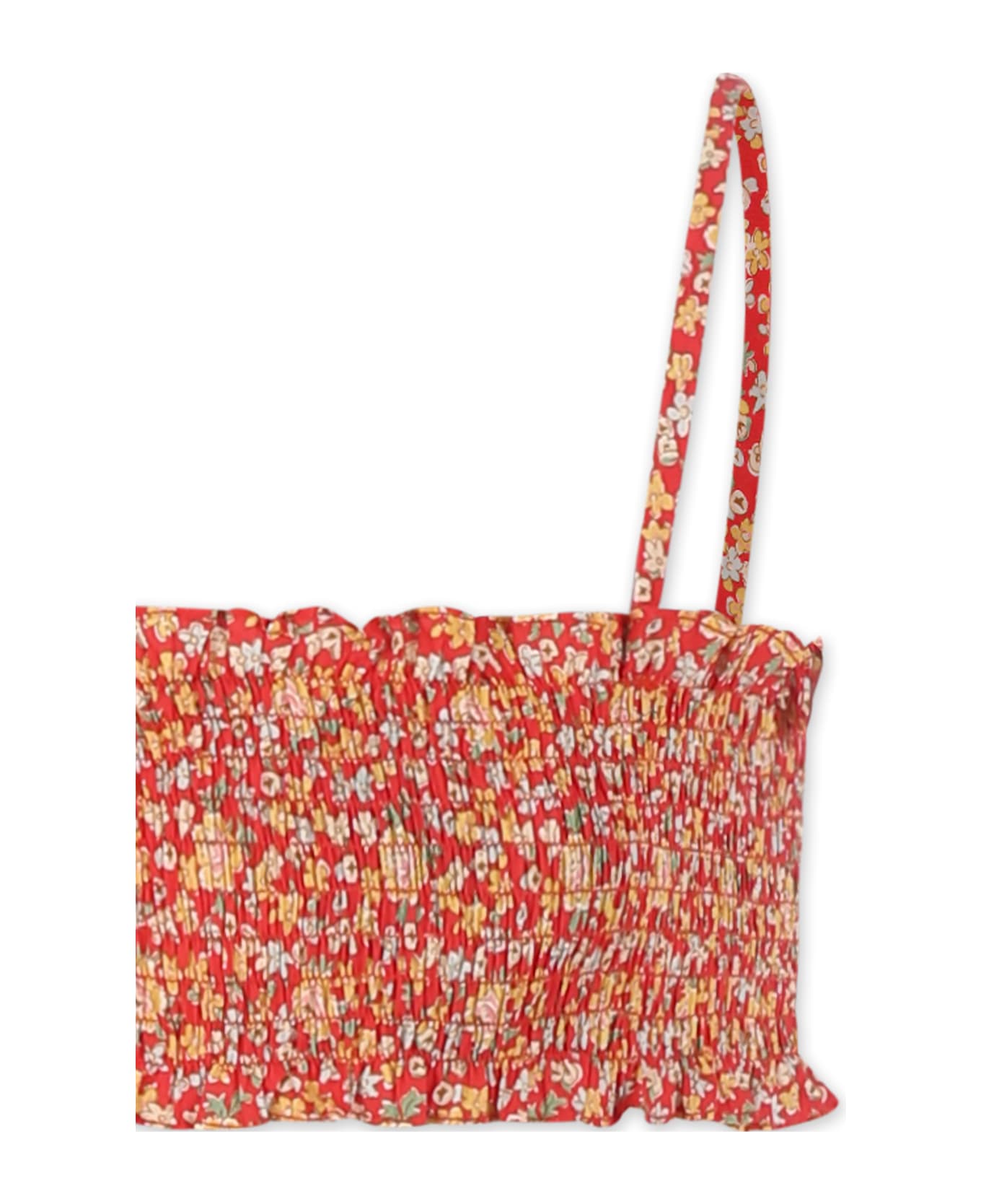 Bonpoint Red Bikini For Girl With Floral Print - Red 水着