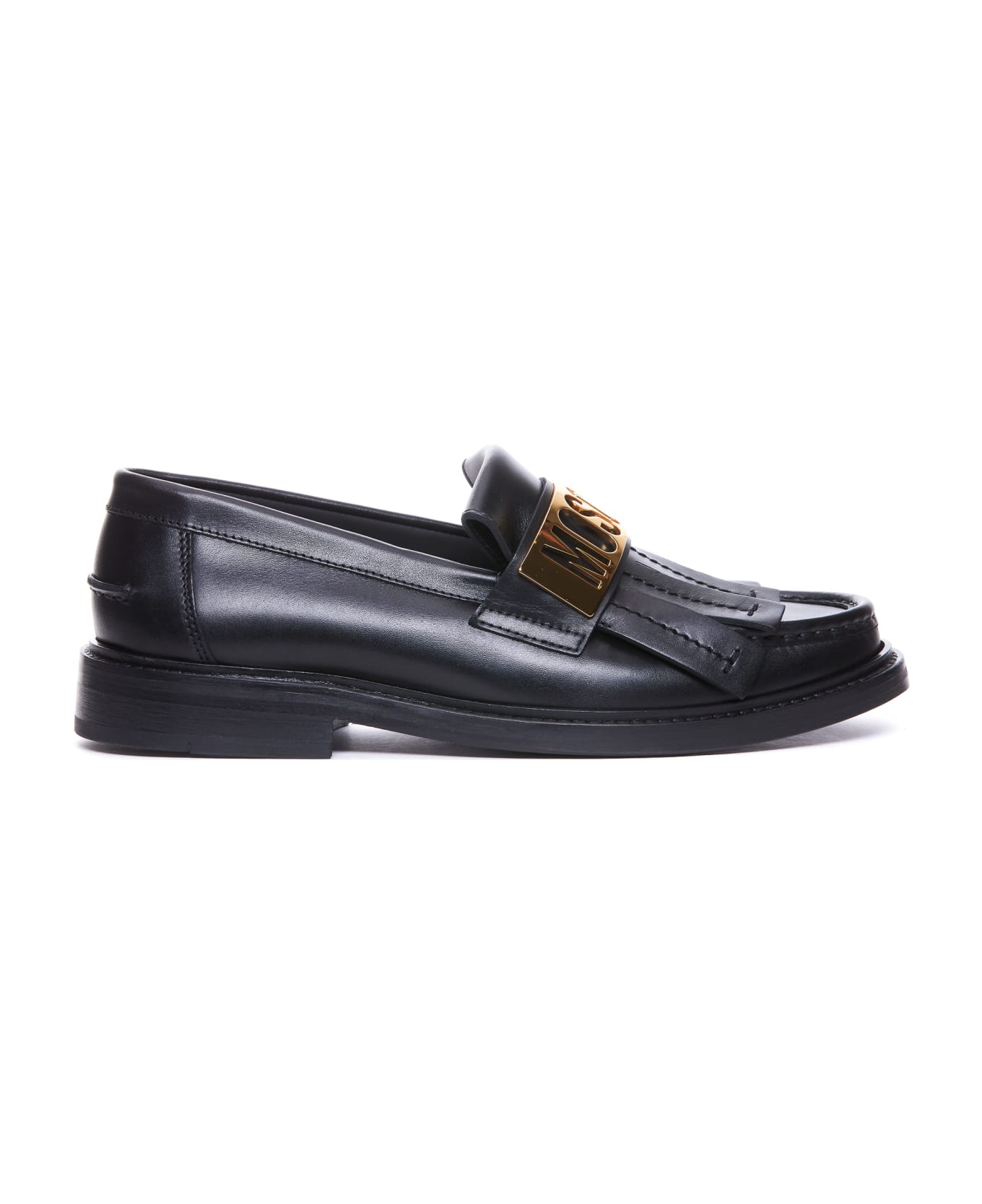 Moschino Maxi Logo Plate Loafers - Black