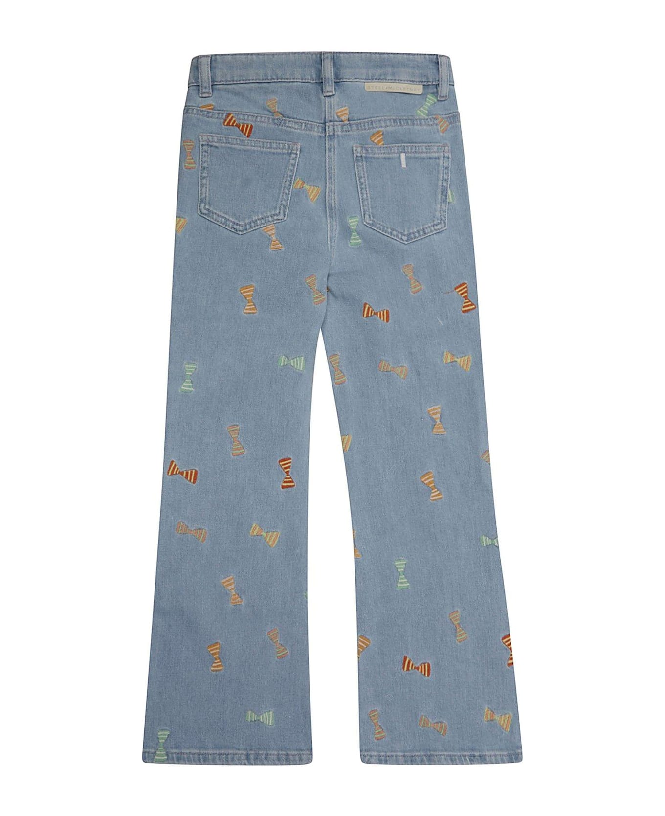 Stella McCartney Kids Bow Embroidered Flared Jeans - Azzurro