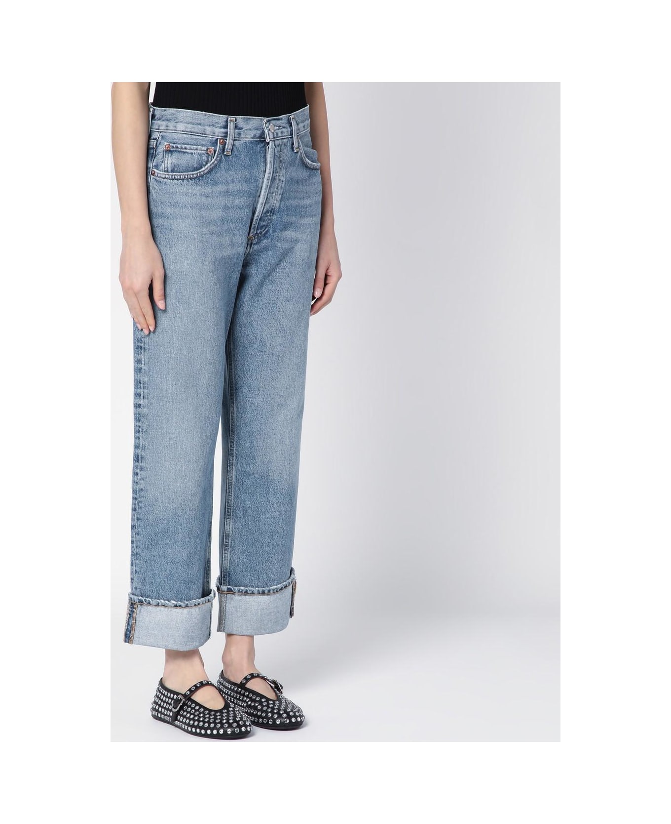 AGOLDE Light Blue Fran Jeans In Organic Denim With Turn-ups - BLUE