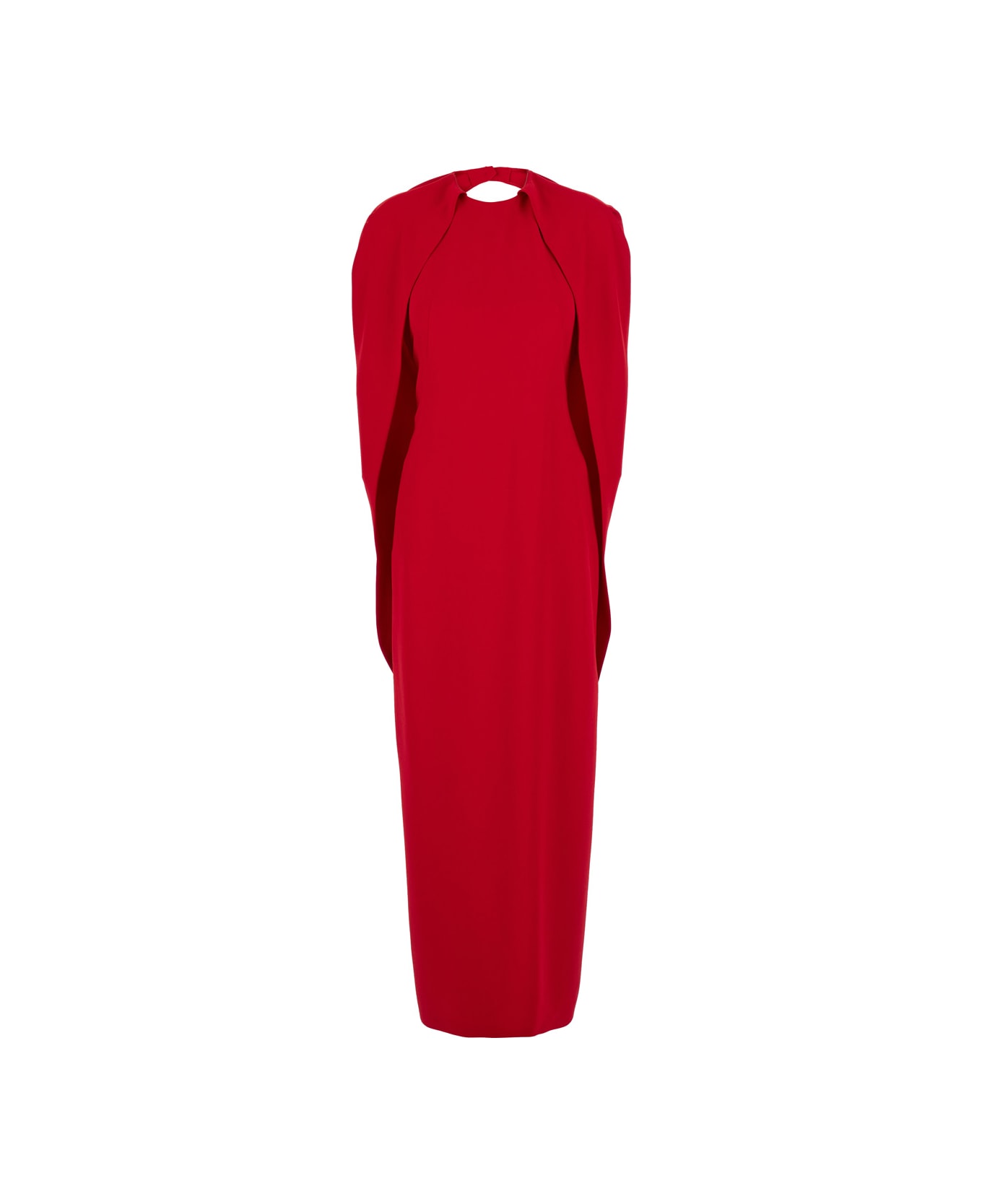 Alberta Ferretti Red Long Dress With Hooded Sleeves And Cut Out On The Back In Fabric Woman - Red