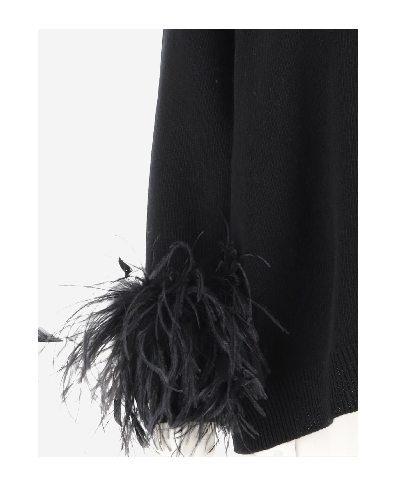 Valentino Wool Sweater With Feathers - Black ニットウェア