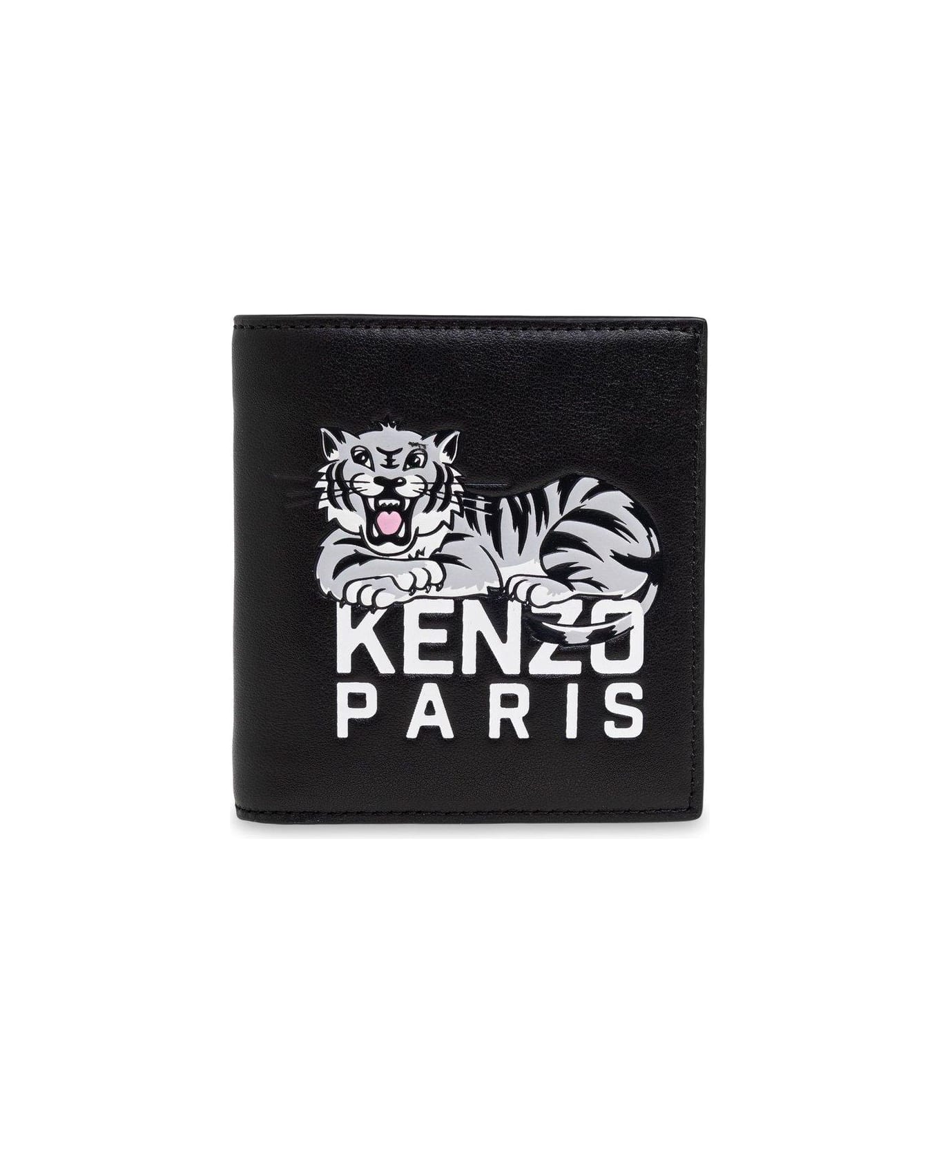 Kenzo Varsity Logo Detailed Mini Wallet - BLACK