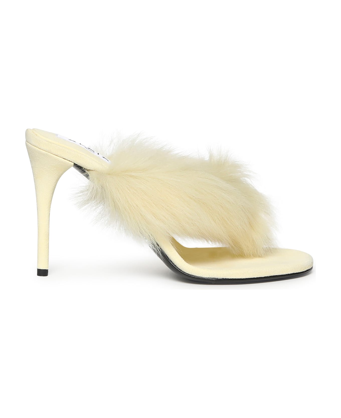 Alaia Leather And Shearling Flip-flop Mules - JAUNE PALE
